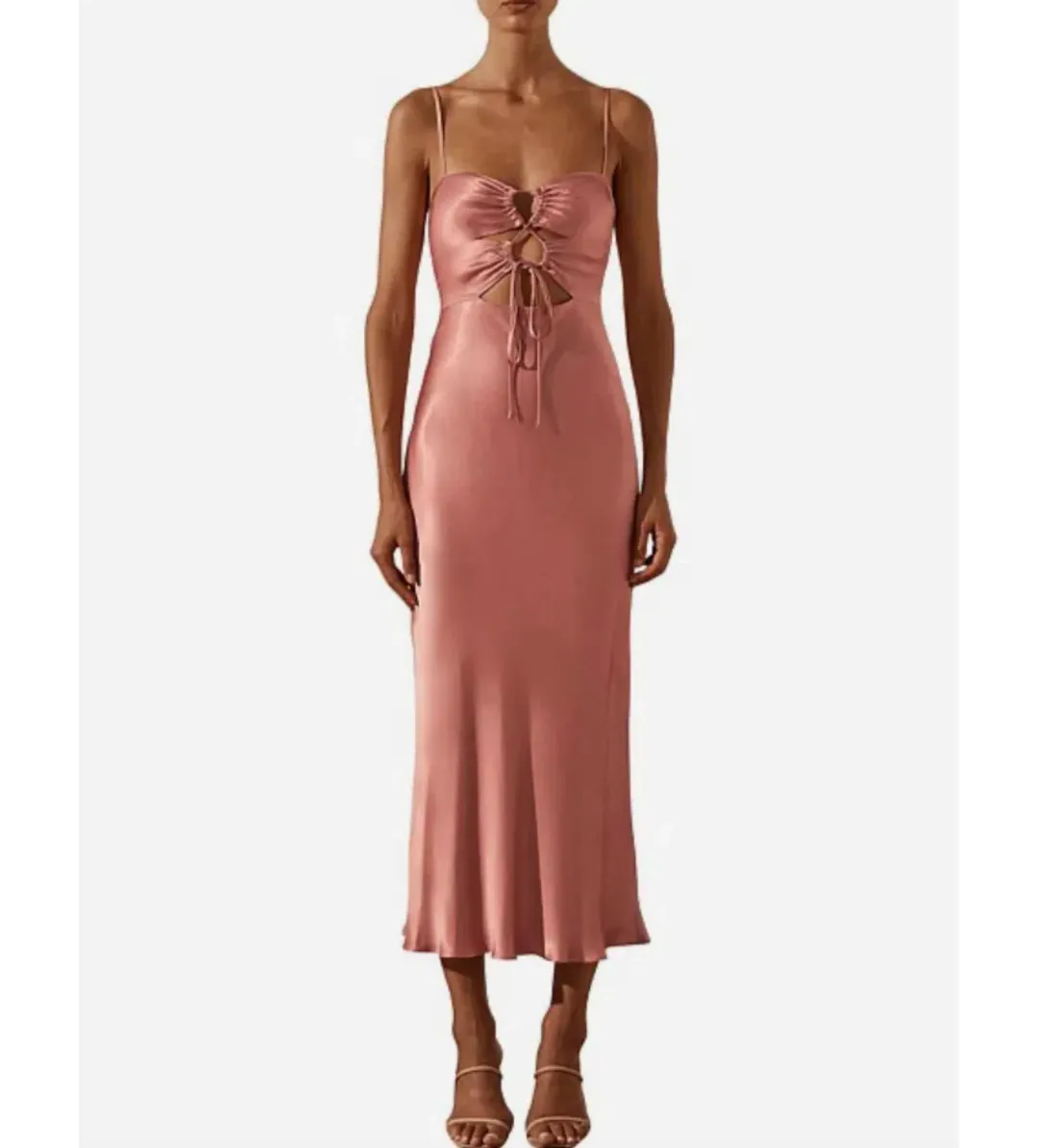 Shona Joy Eloise Lace up Midi Dress Antique Rose Size 6 for rent on The Volte - main image
