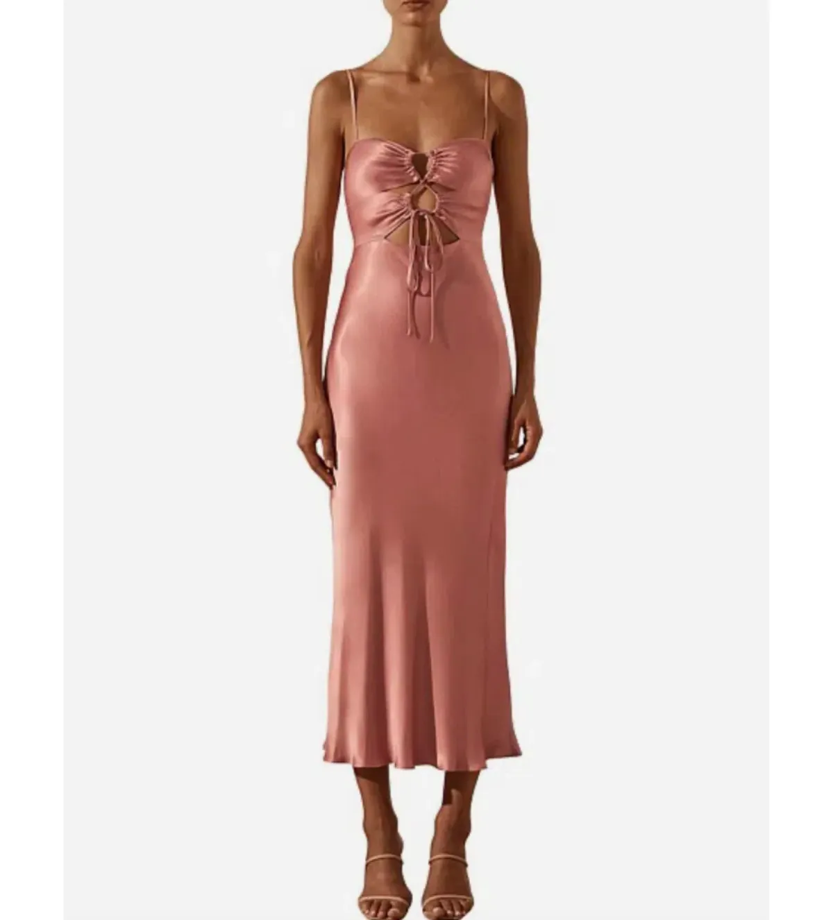 Shona Joy Eloise Lace up Midi Dress Antique Rose Size 6 - Image 1