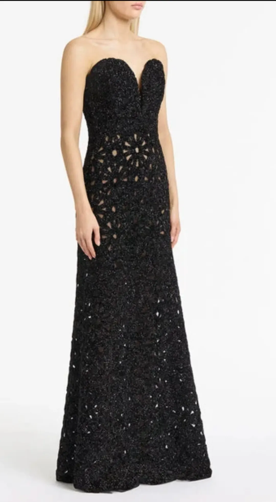 Carla Zampatti Black Lurex Encrusted Sheer Gown Size 12 for rent on The Volte - main image