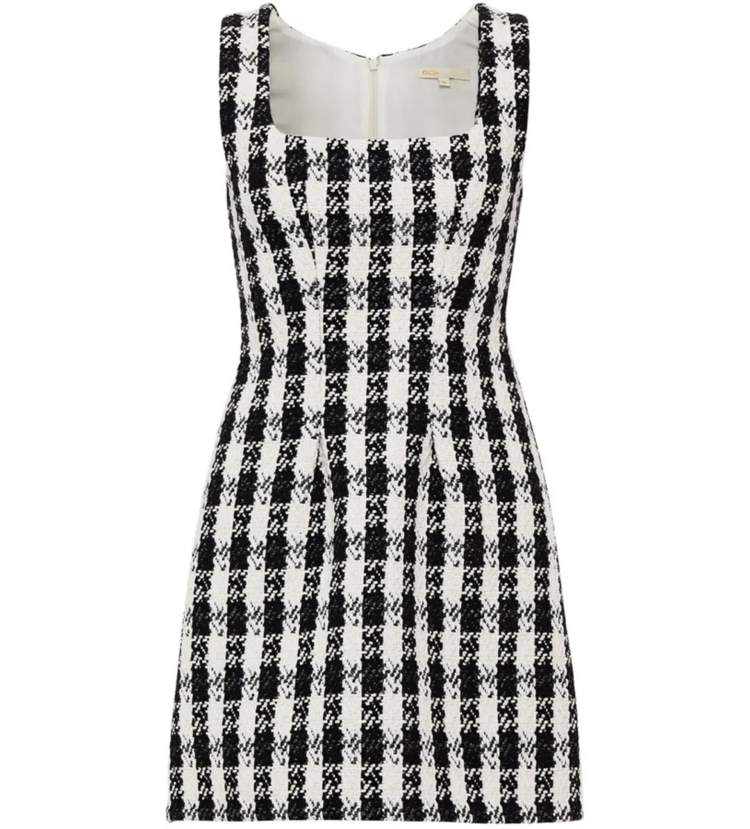 Maje Rocky Checked Cotton-Blend Tweed Mini Dress Multi Size AU 8 for rent on The Volte - main image