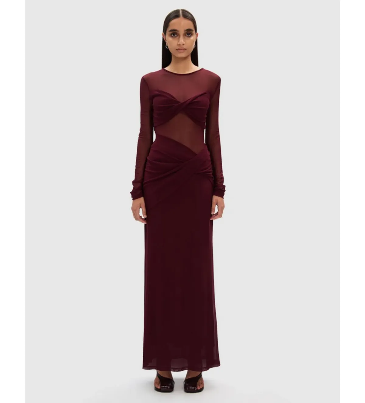 Misha Abelia Mesh Maxi Dress In Berry Size 10 - Image 1