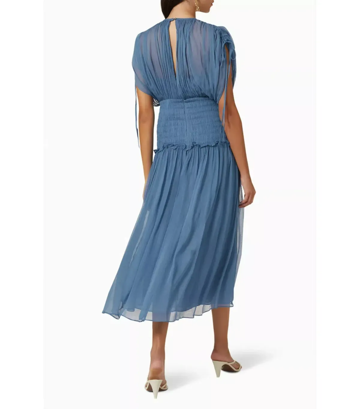 Shona Joy Noemi Ruched Midi Dress Blue Size AU 14 - Image 2