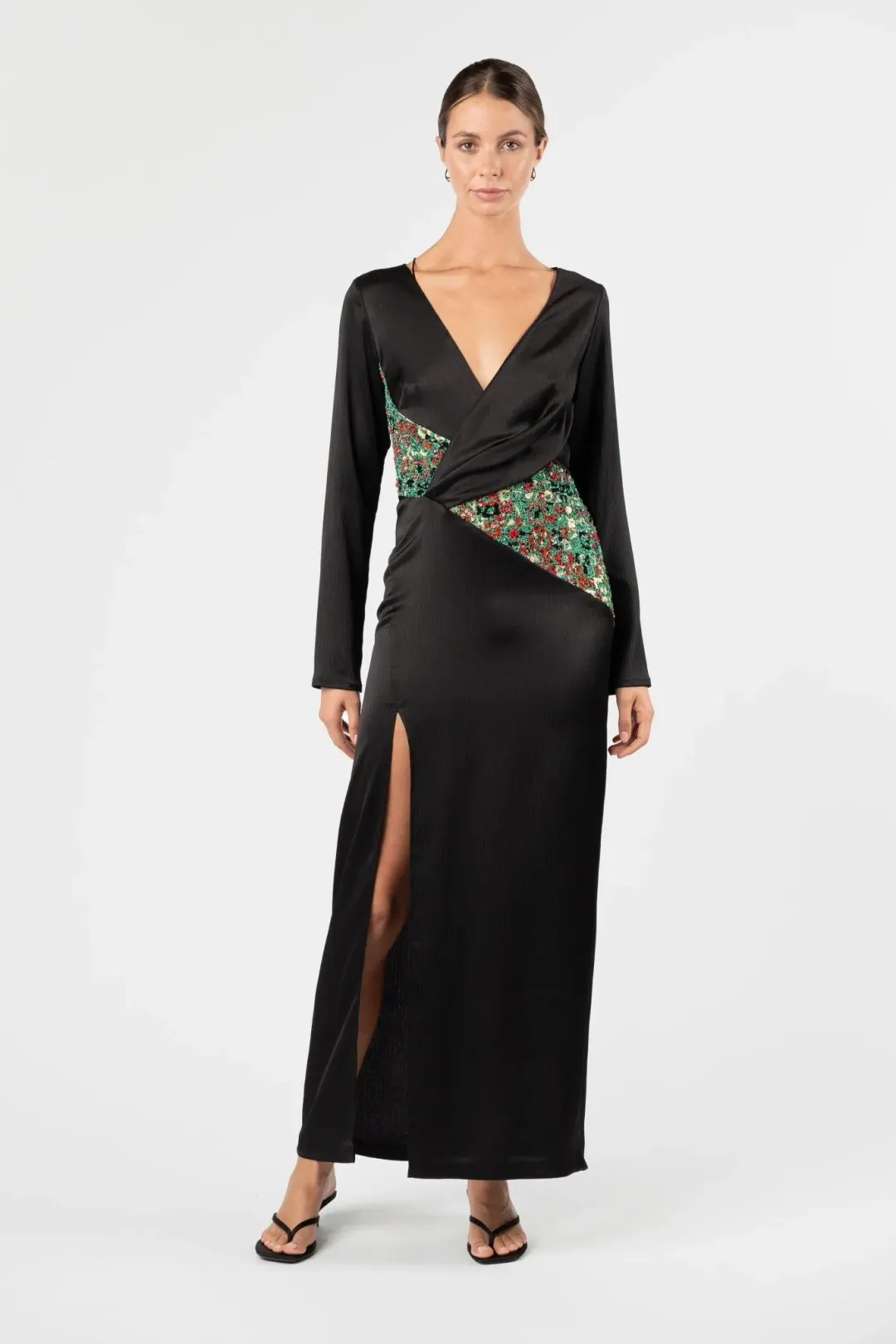 One Fell Swoop Roisin Maxi Dress Ember Glow Black Size 12  for rent on The Volte - main image