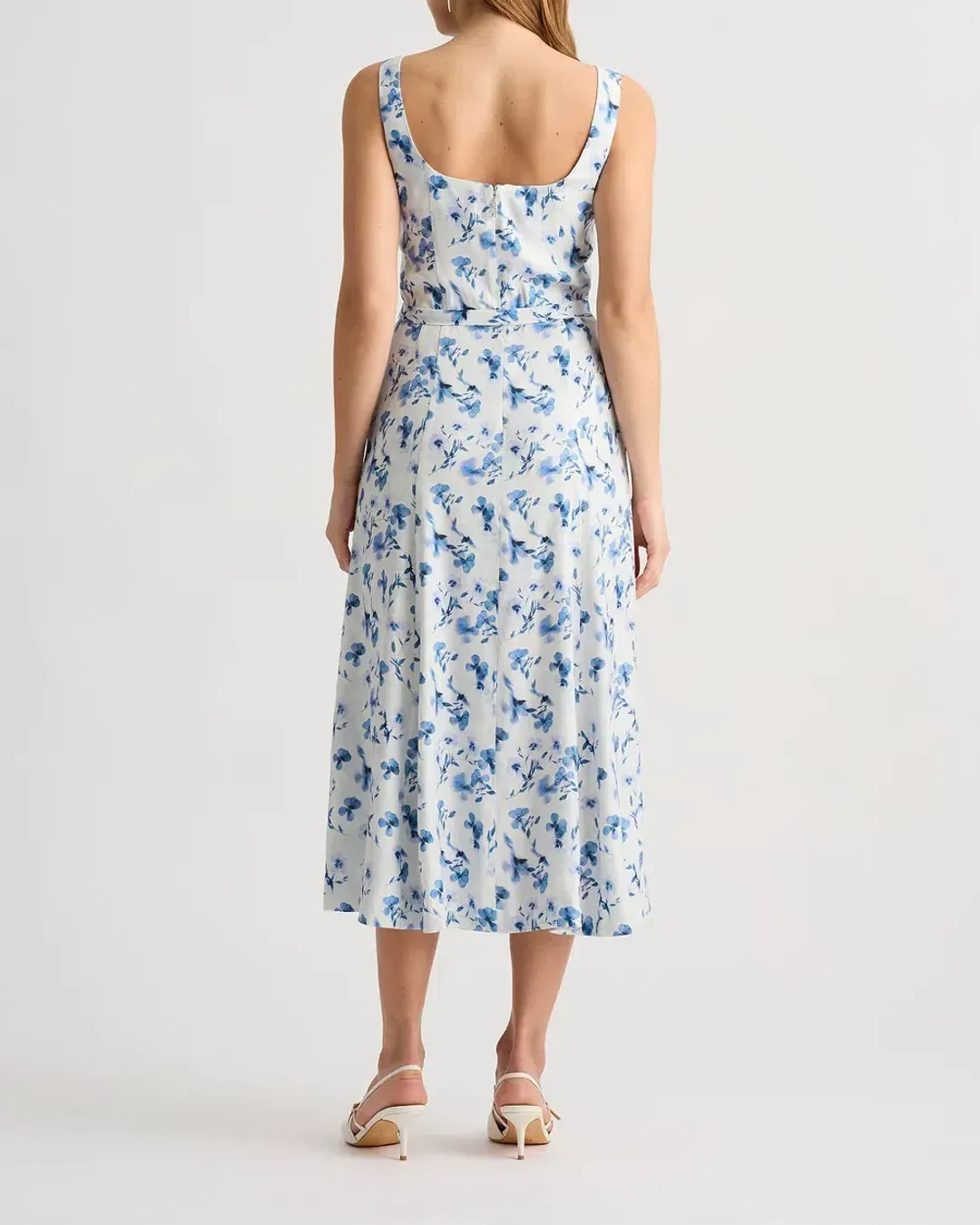 David Lawrence Birdie Linen Dress Ivory Multi Size 16/XL for rent on The Volte - main image