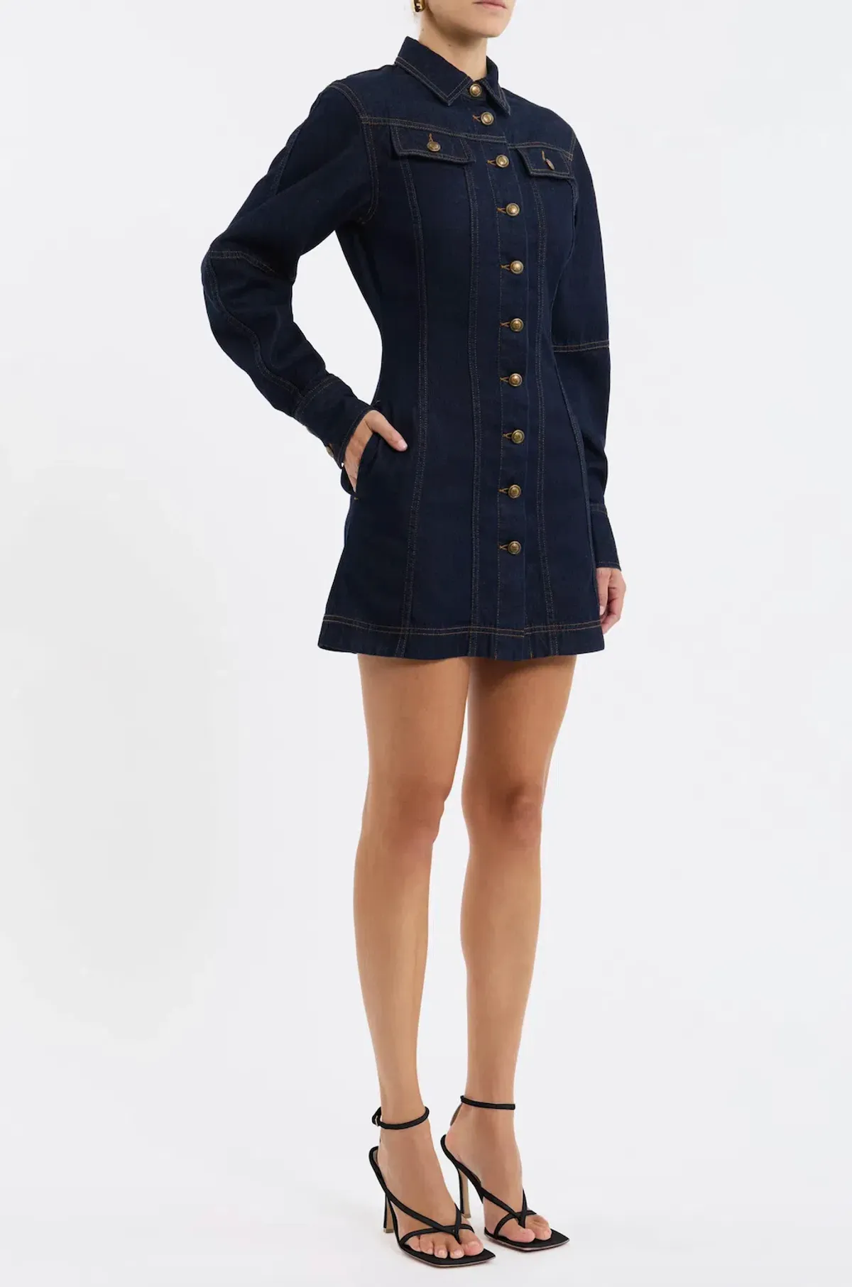 Rebecca Vallance Dylan Denim Mini Dress Size 8 - Image 3