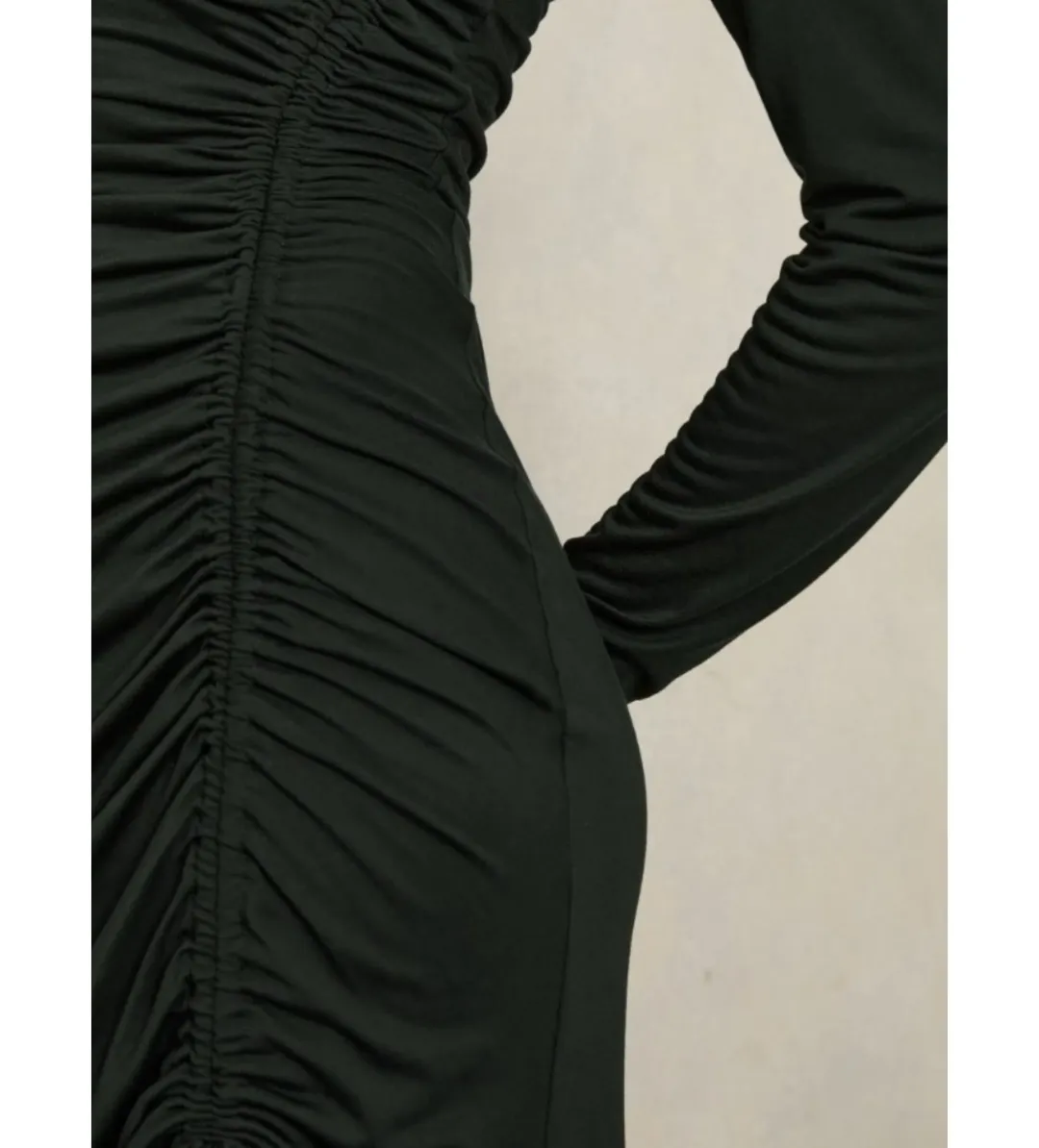 Reiss Rosie Jersey Ruched Midi Dress Dark Green Size 14/XL for rent on The Volte - main image