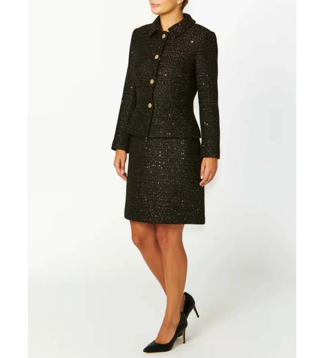 Anthea Crawford Cara Tweed Jacket Black One Size for rent on The Volte - main image