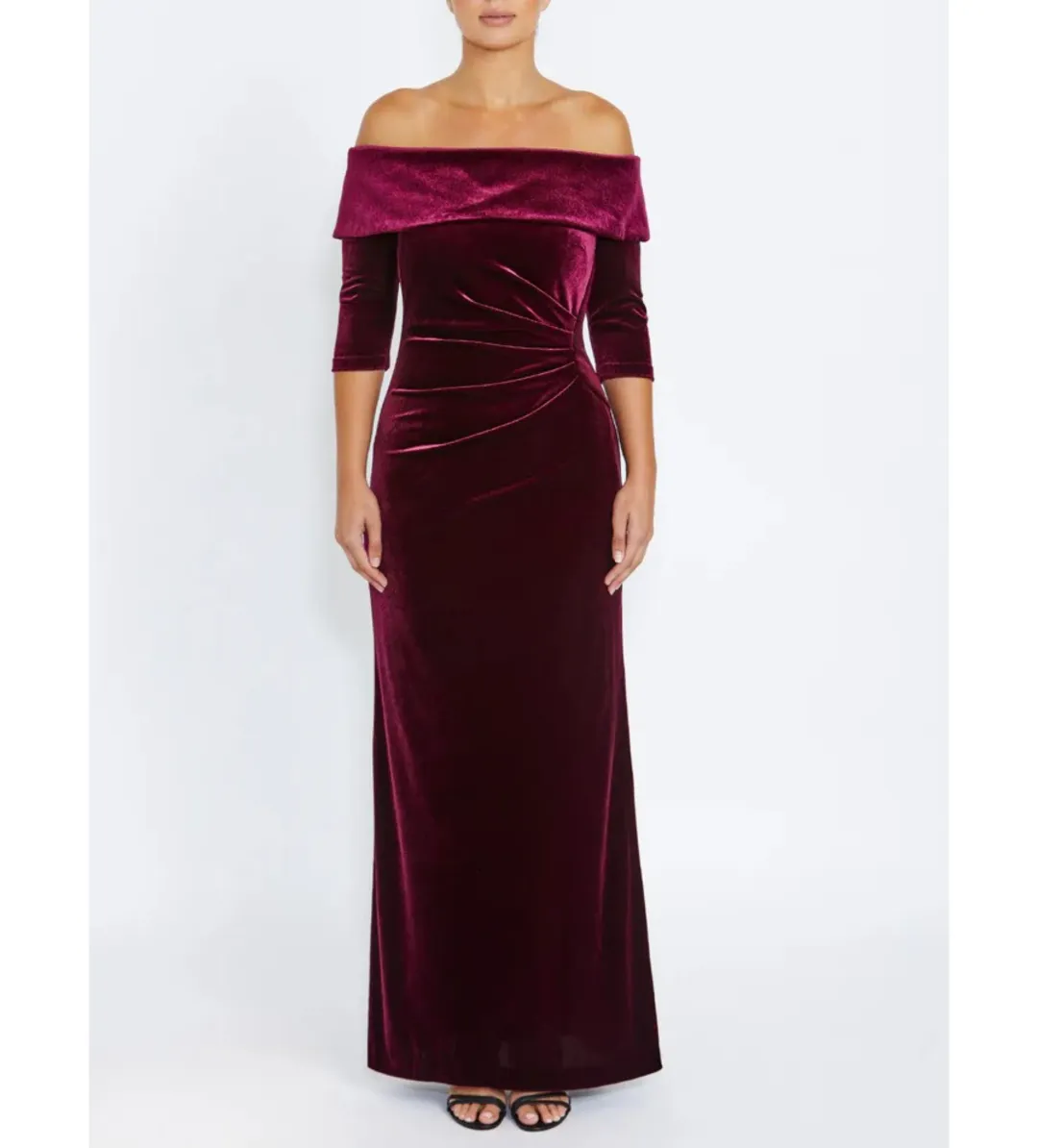 Anthea Crawford Elliana Velour Gown Merlot Size 16/XXL for rent on The Volte - main image
