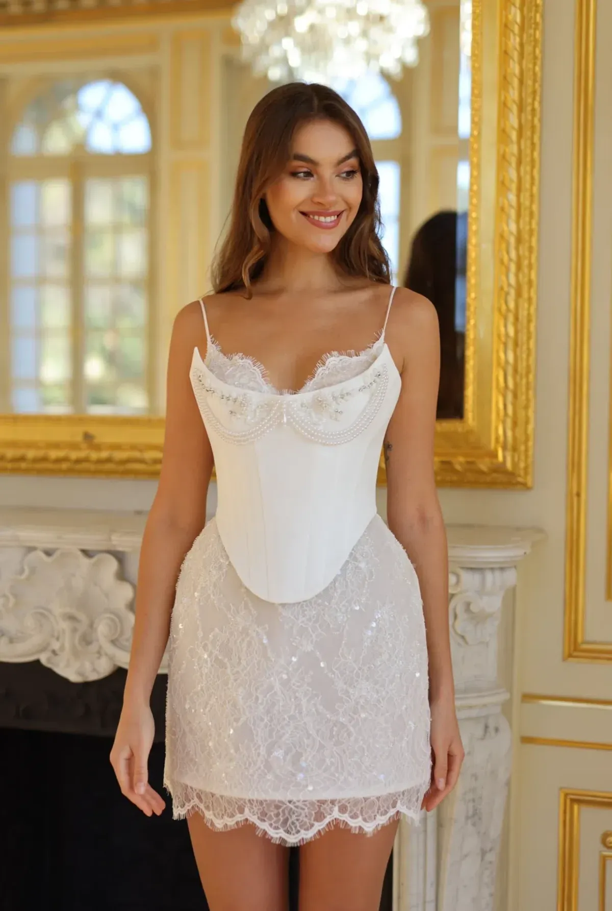 Rosie Etienne Sophie Mini Dress in White Size AU 8 - Image 2