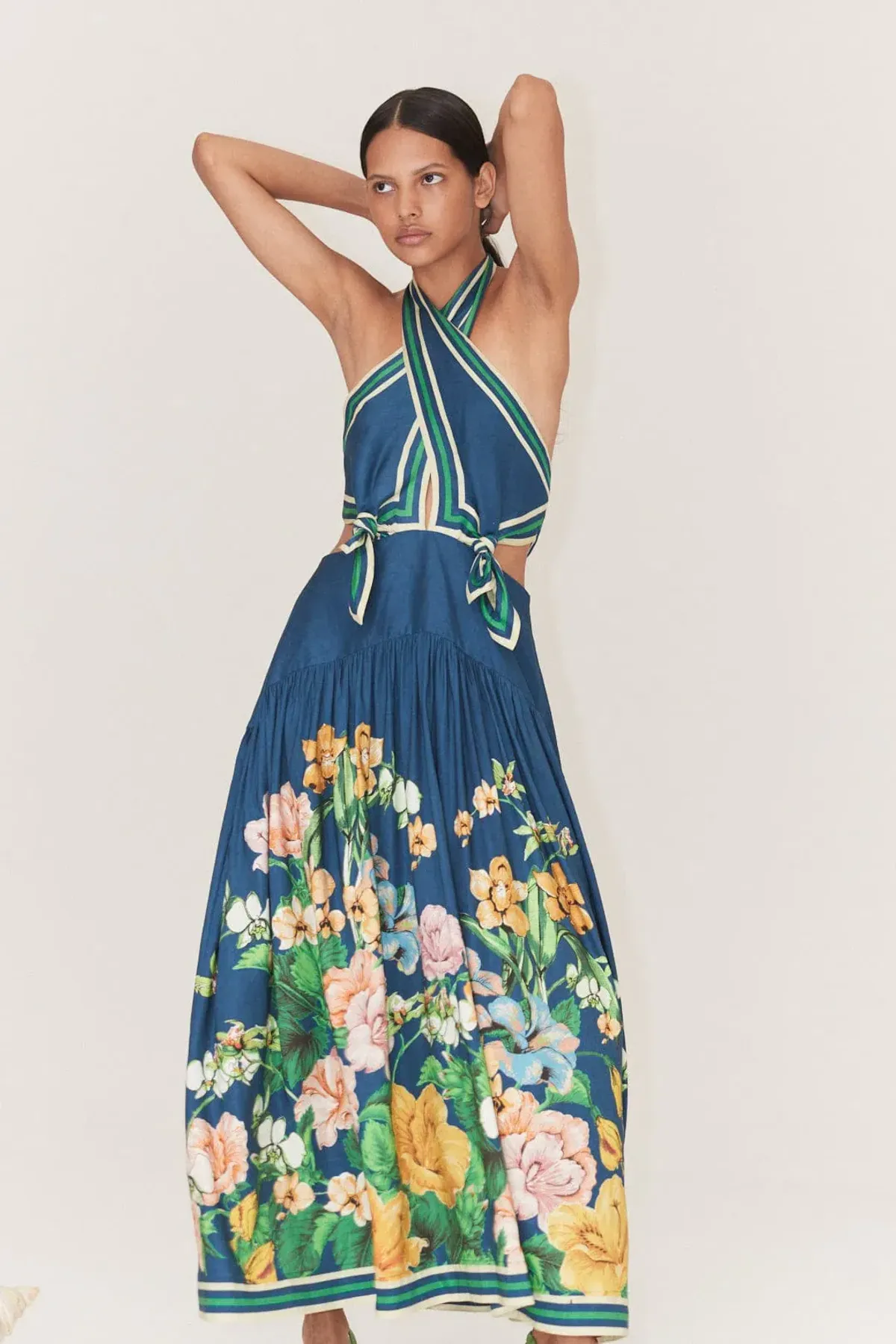 Alemais Lyla Halter Midi Dress Blue Size AU 6 - Image 2