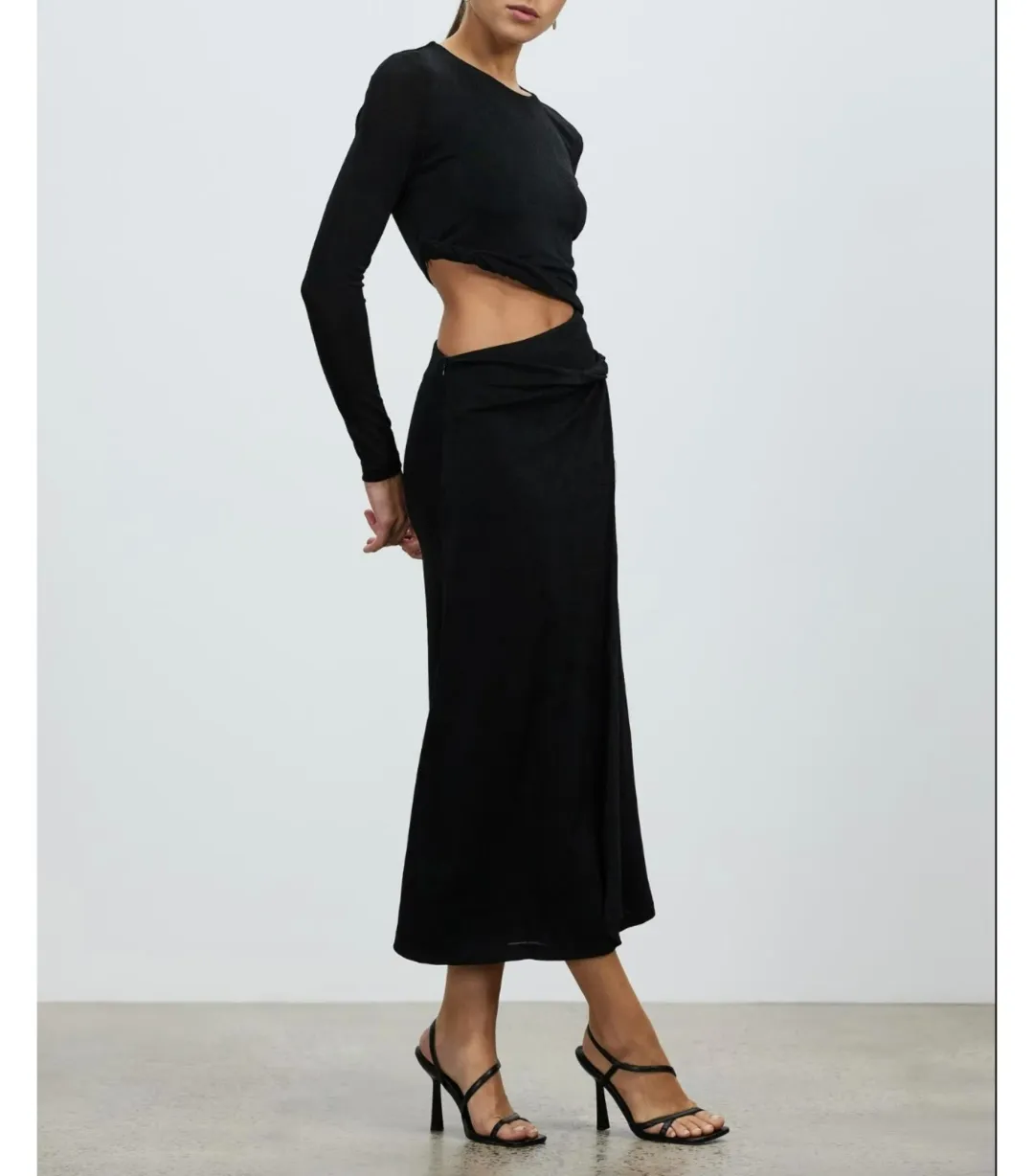 MISHA Arma Cut Out Midi Dress Black Size 6/XS for rent on The Volte - main image