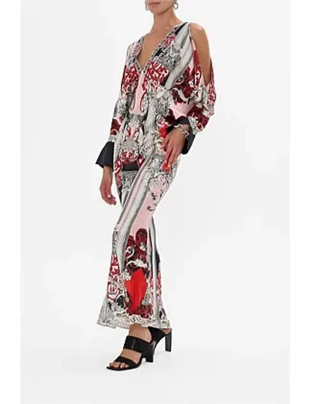 Camilla Plunge Neck Draped Shoulder Dress Size 16/XL for rent on The Volte - main image