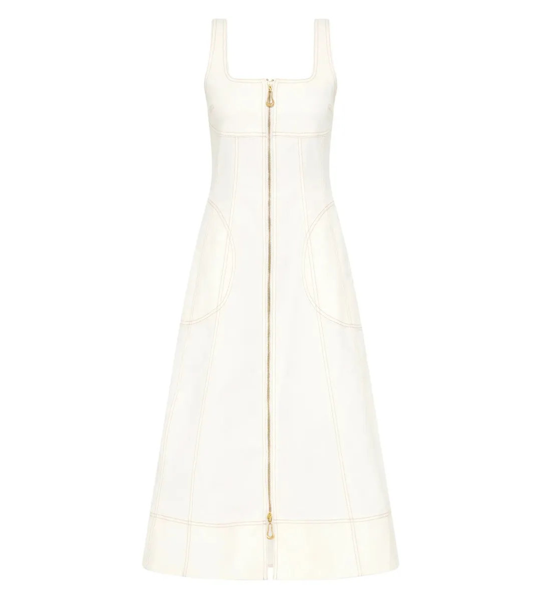 Aje Emilie Denim Midi Dress White Size 12/L for rent on The Volte - main image