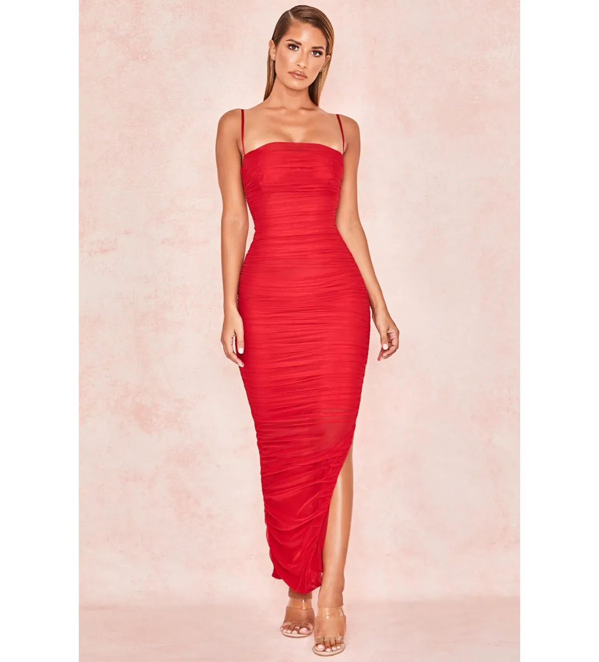 House Of CB Fornarina Organza Mesh Maxi Dress in Red Size AU12 - Image 1
