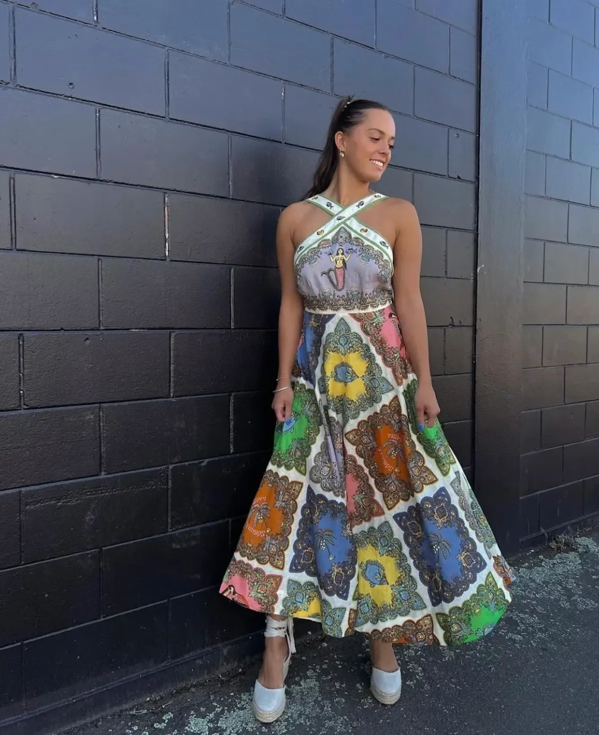 Alemais Trippy Troppo Halter Midi Multi Dress Size 8 - Image 1