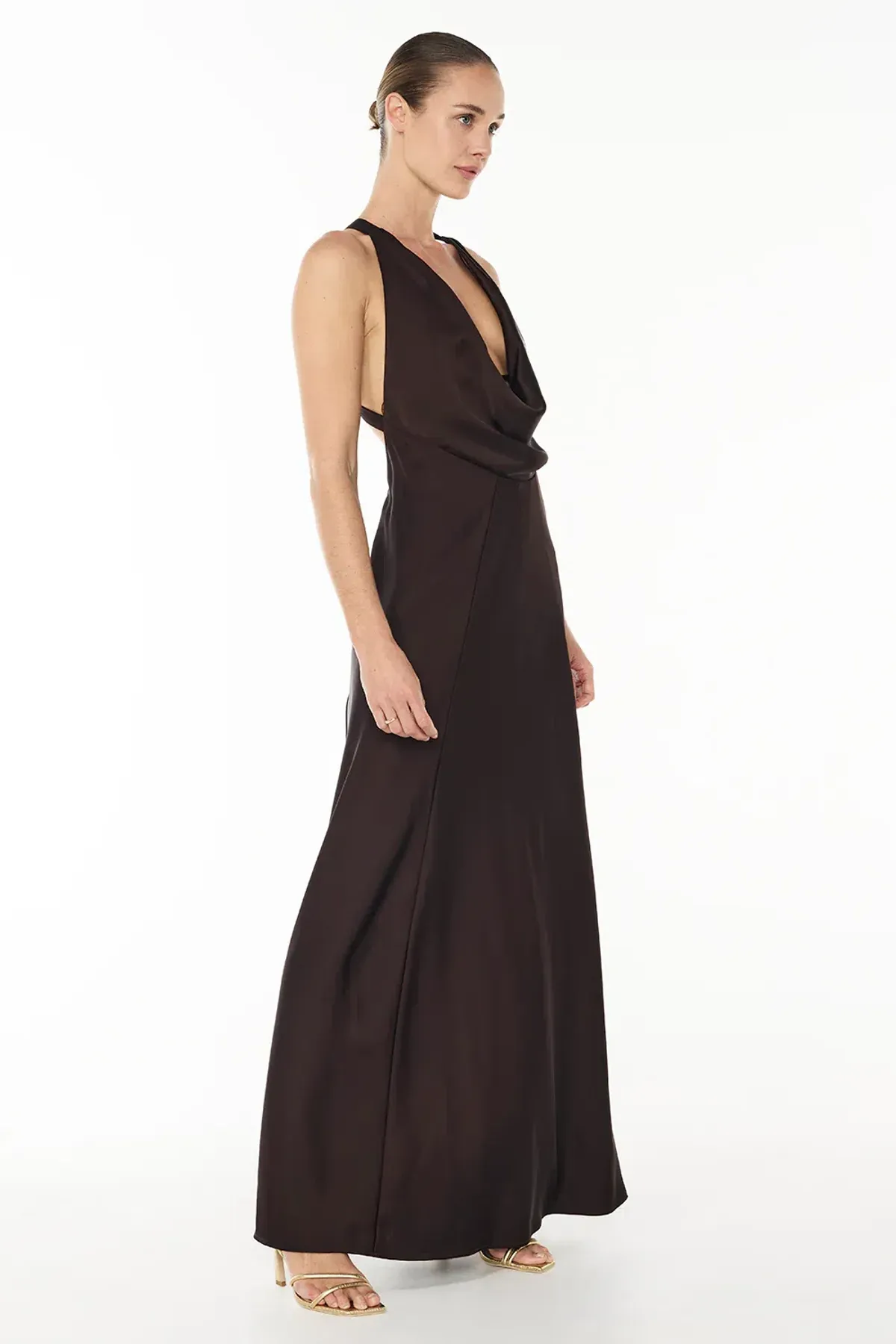 Manning Cartell Charmed Cowl Slip Dress in Dark Chocolate Brown Size AU 10 - Image 2
