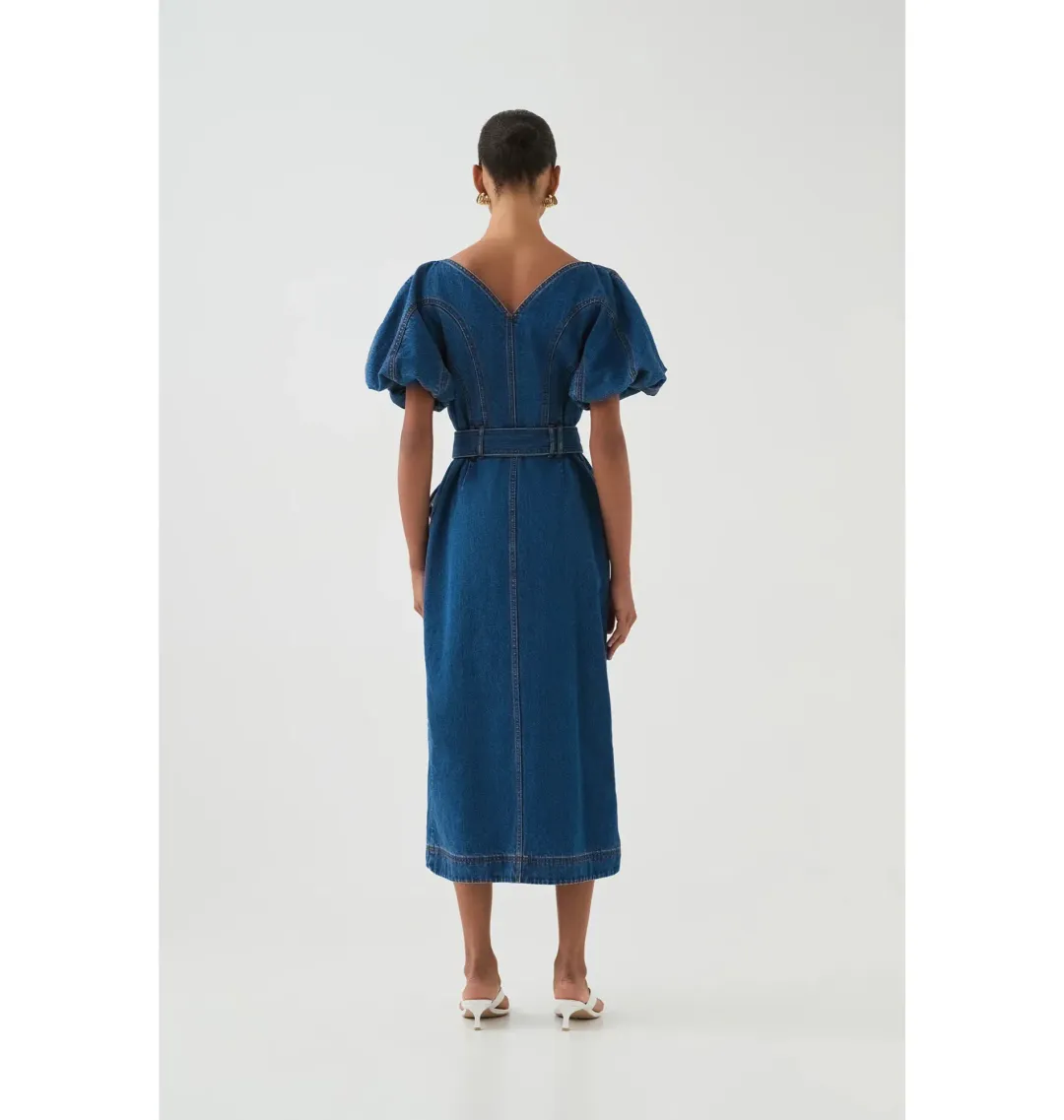 Aje Harper Midi Dress Denim Size 10/M for rent on The Volte - main image