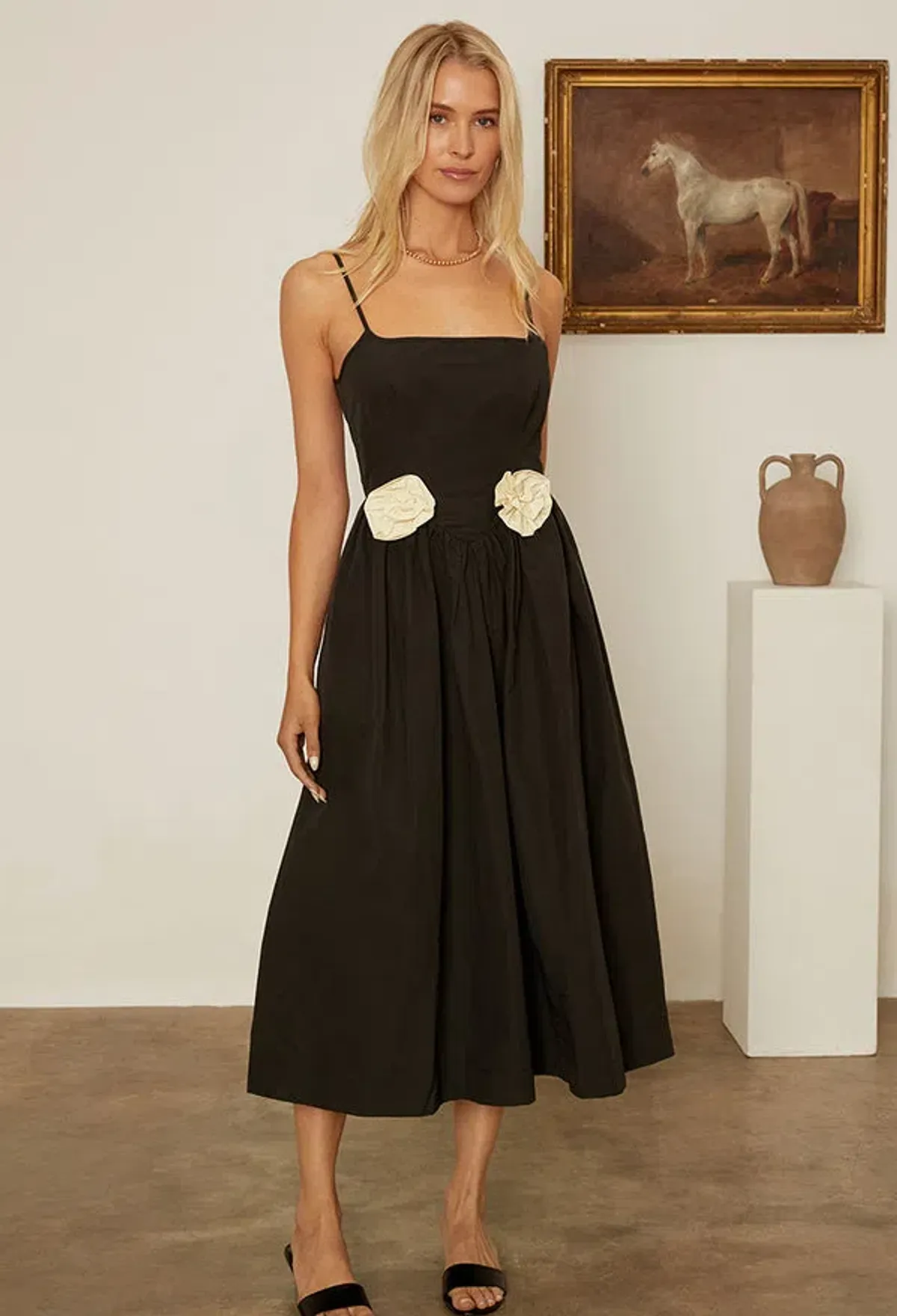 Ciao Lucia Neroni Midi Dress in Black Rosette Size S / AU 8 - Image 1