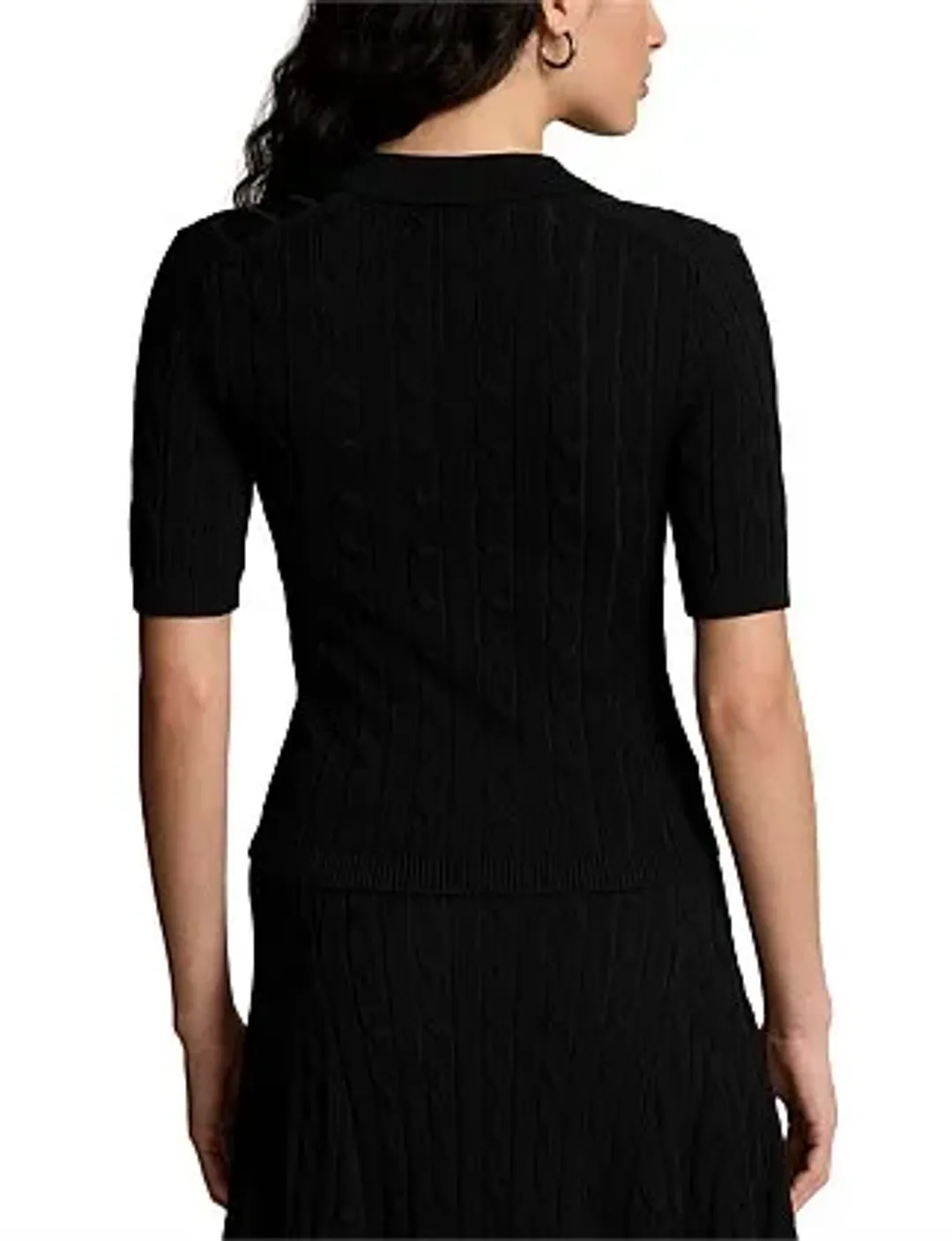 Ralph Lauren Cable-knit Polo Cardigan Black  for rent on The Volte - main image