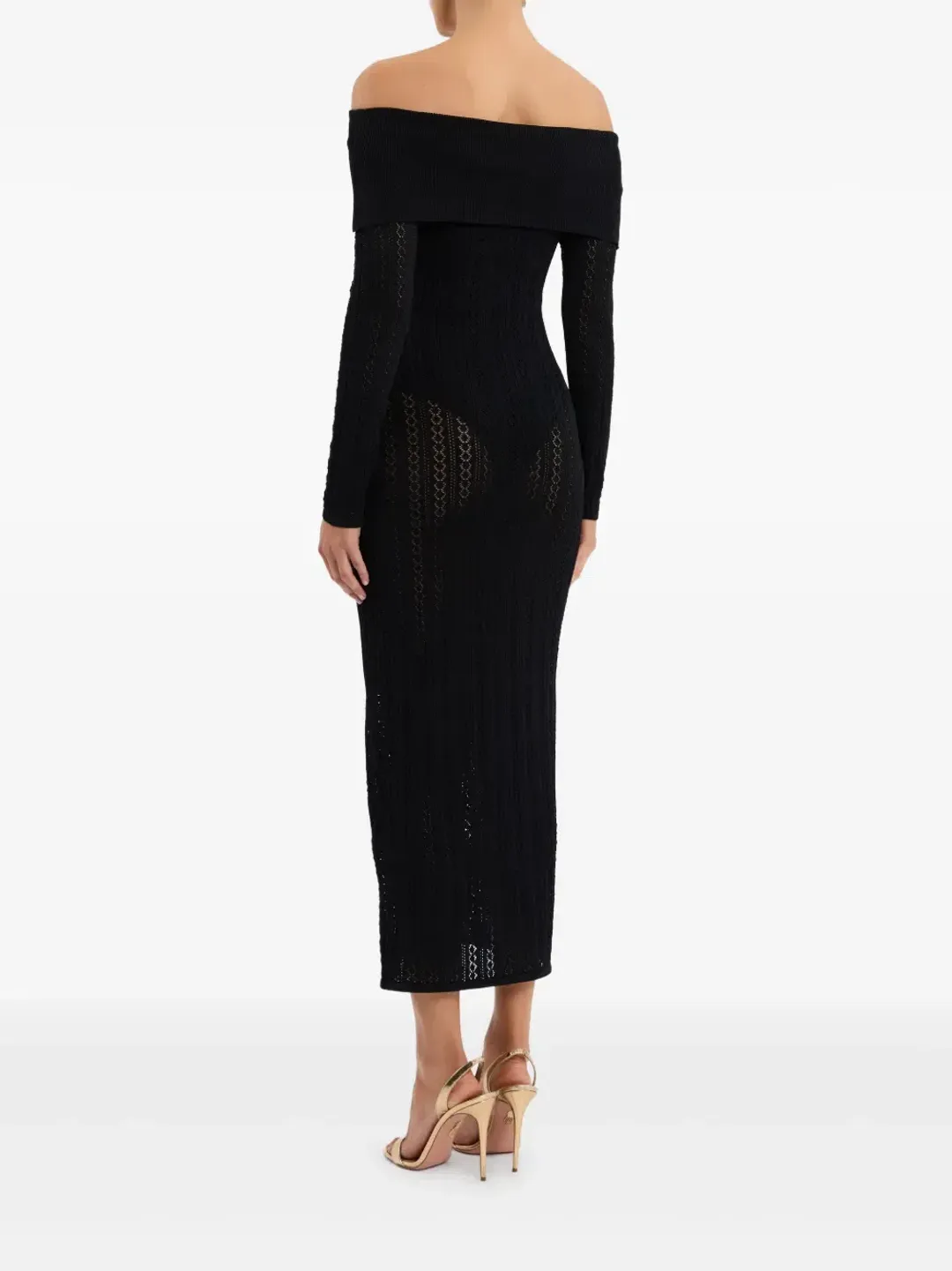 Rebecca Vallance Lorelei Off-shoulder Knitted Black Size AU 8 for rent on The Volte - main image