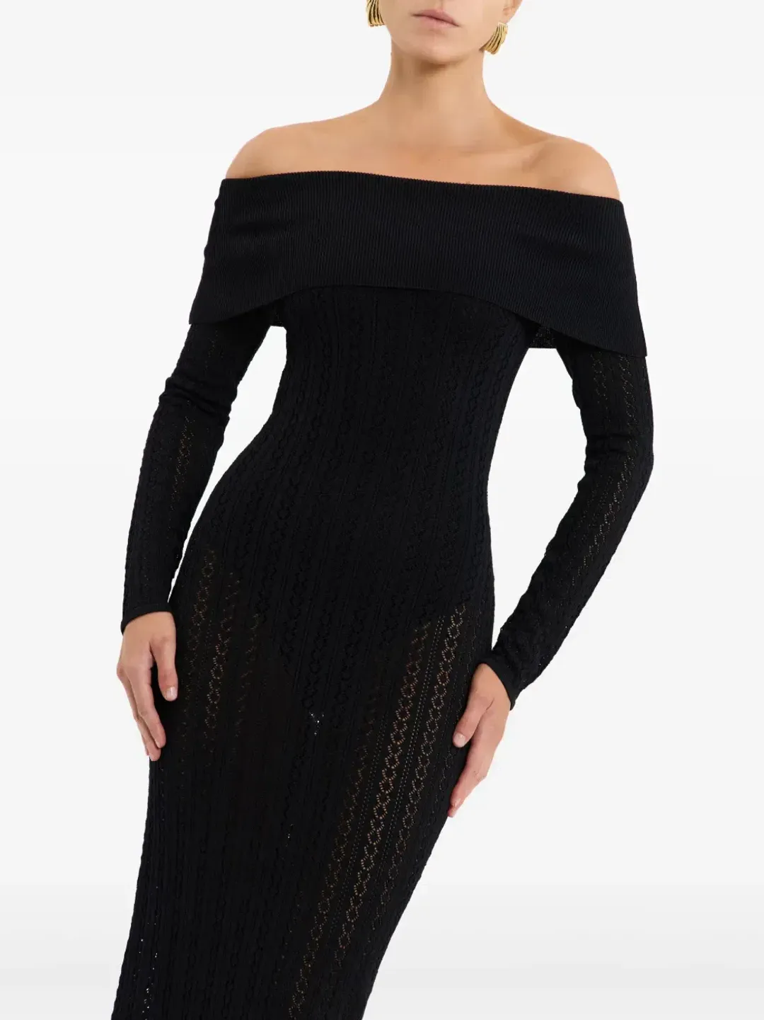 Rebecca Vallance Lorelei Off-shoulder Knitted Black Size AU 8 for rent on The Volte - main image
