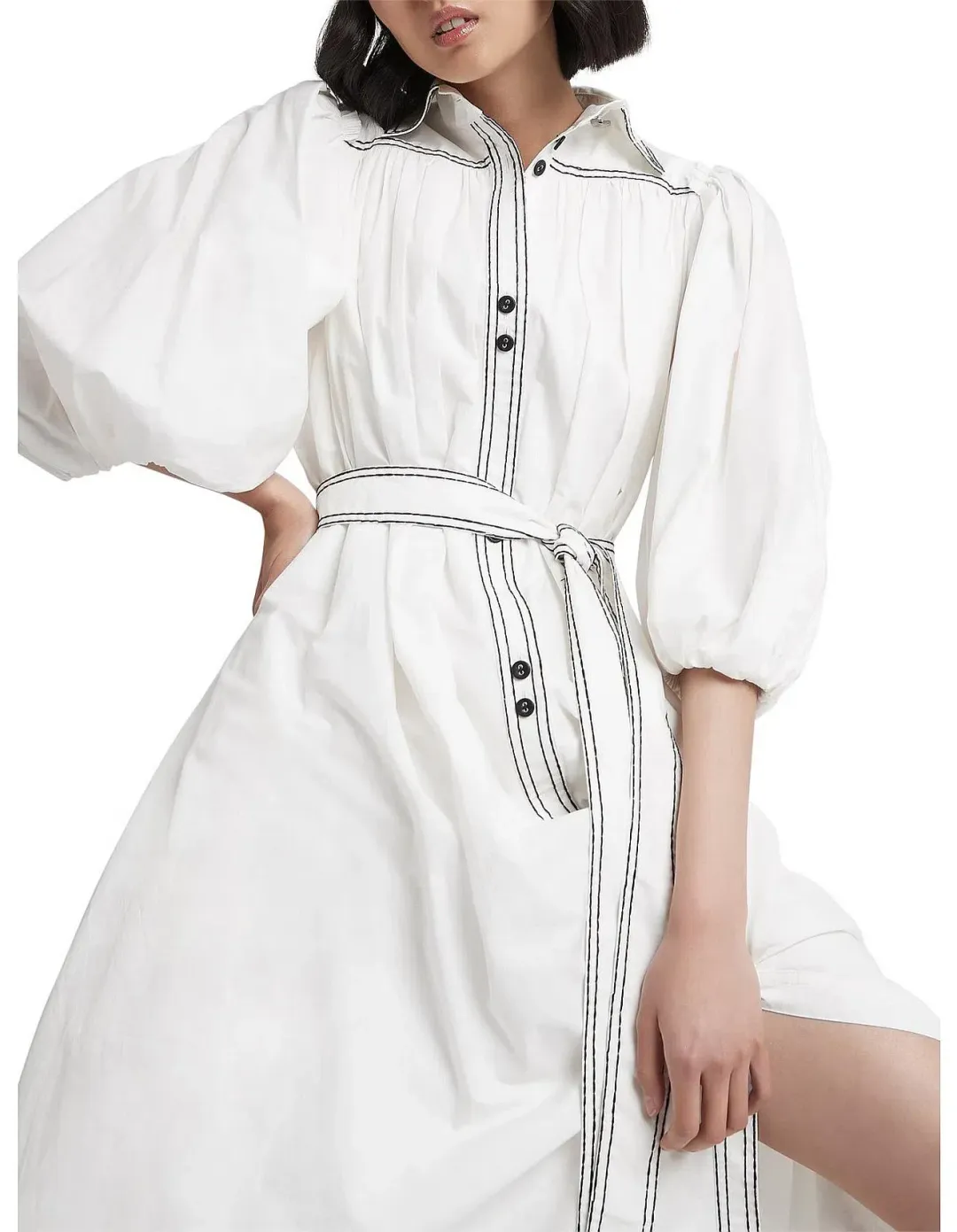 AJE Epiphany Midi Shirt Dress White Size AU 8 for rent on The Volte - main image