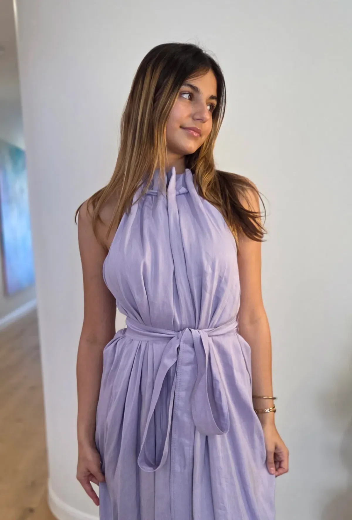 Aje Mariel Trapeze Midi Dress Lilac Size 10 - Image 5