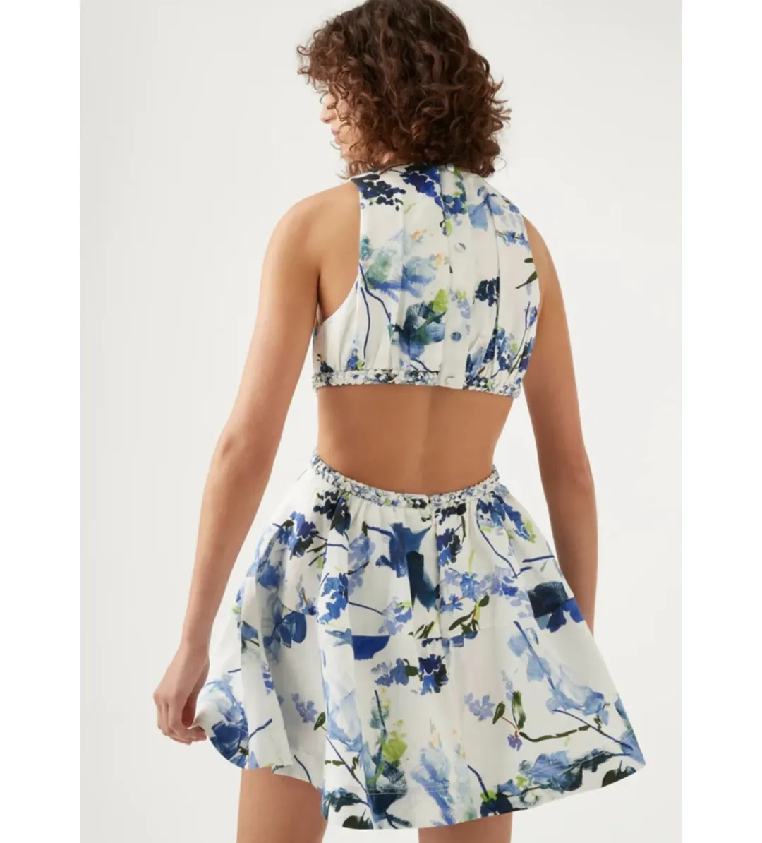 Aje Voyage Braided Cut Out Mini Dress Floral Print Size AU 12 for rent on The Volte - main image