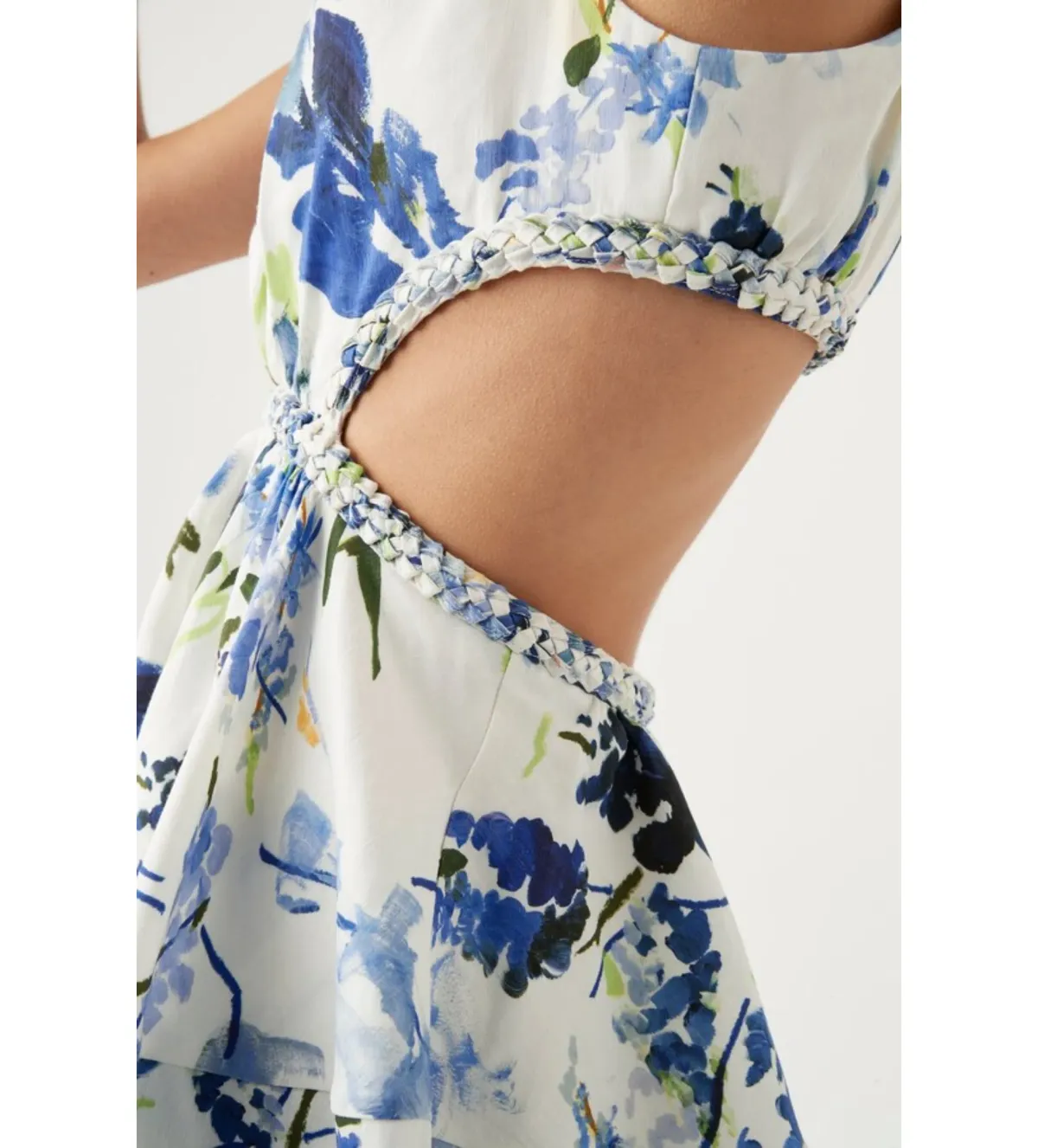 Aje Voyage Braided Cut Out Mini Dress Floral Print Size AU 12 - Image 5