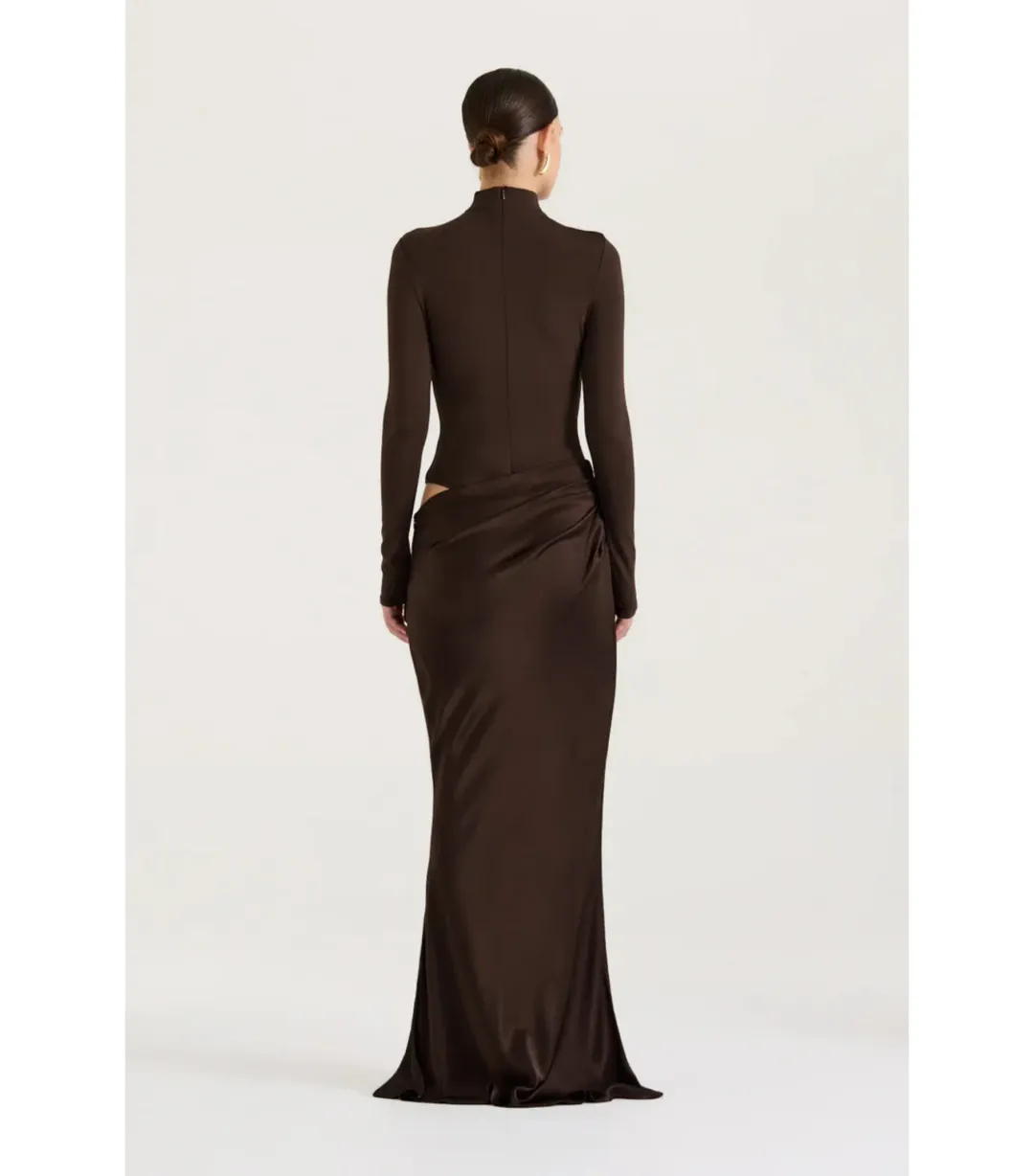 Henne Soraia Long Sleeve Maxi Dress Chocolate Size S / AU 8 for rent on The Volte - main image