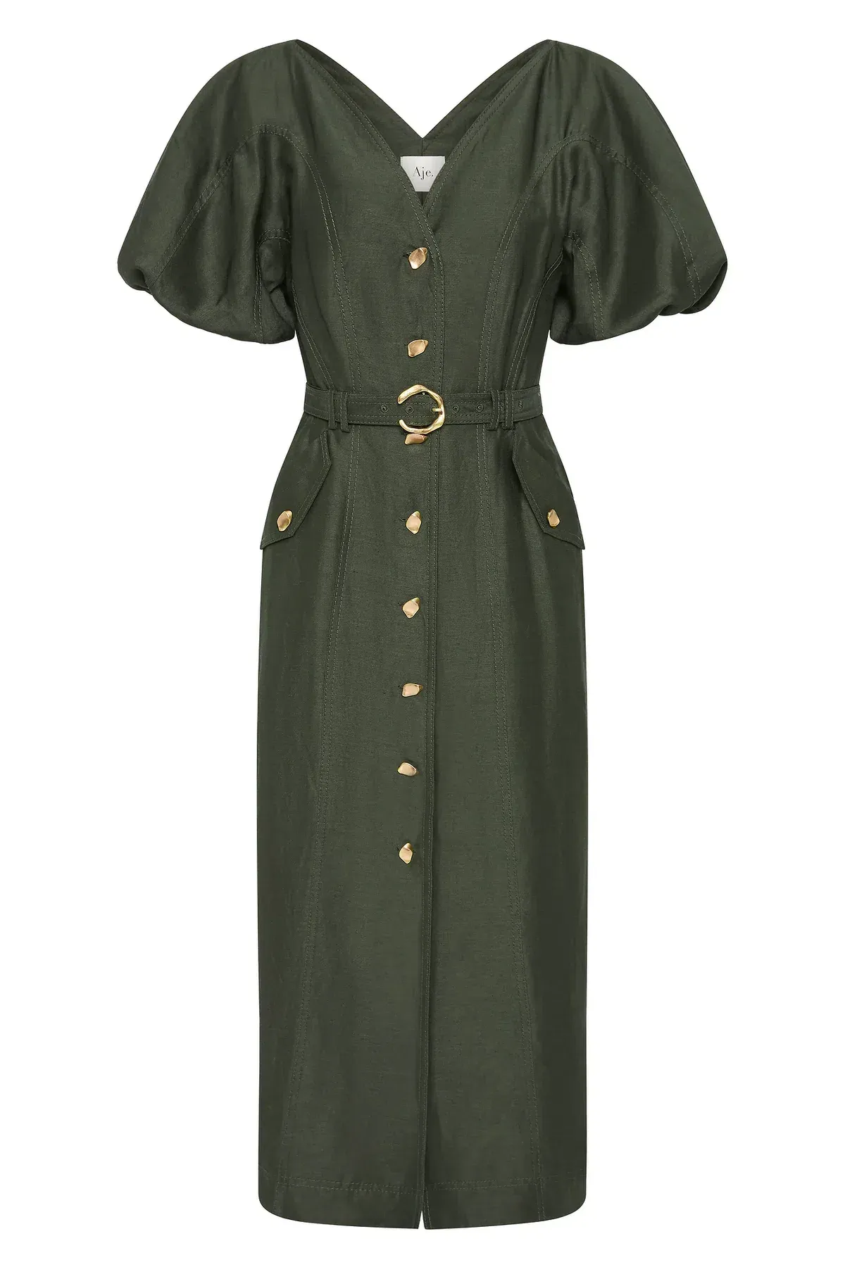 Aje Paloma Utility Midi Dress Midnight Green Size AU 10 - Image 5
