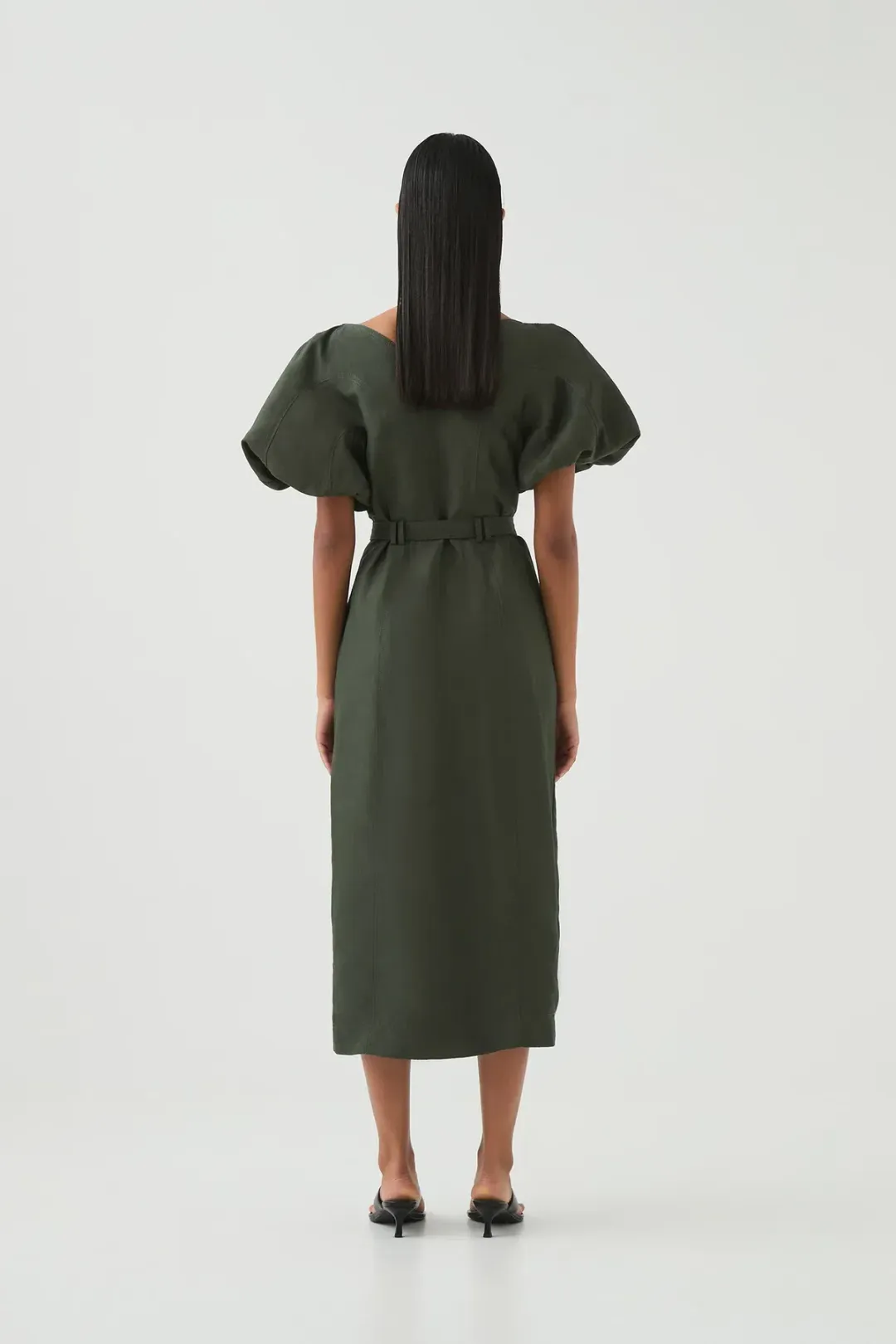 Aje Paloma Utility Midi Dress Midnight Green Size AU 10 for rent on The Volte - main image