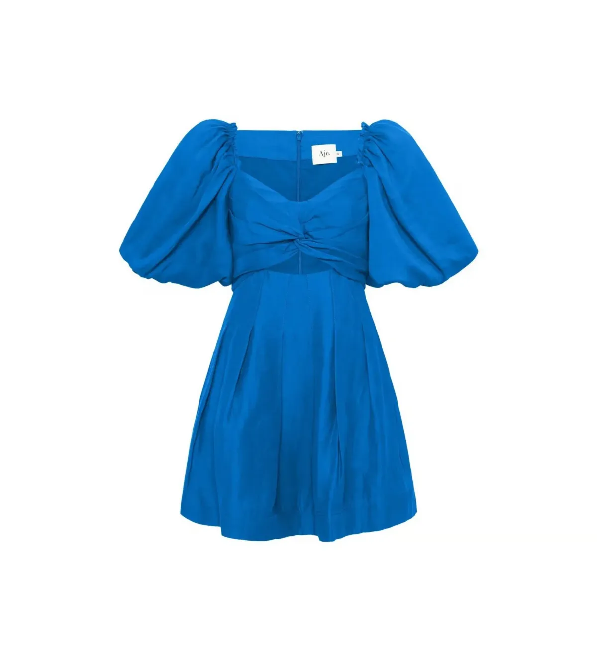 Aje Dusk Knot Puff Sleeve Mini Dress Blue Size XS AU 6 - Image 6
