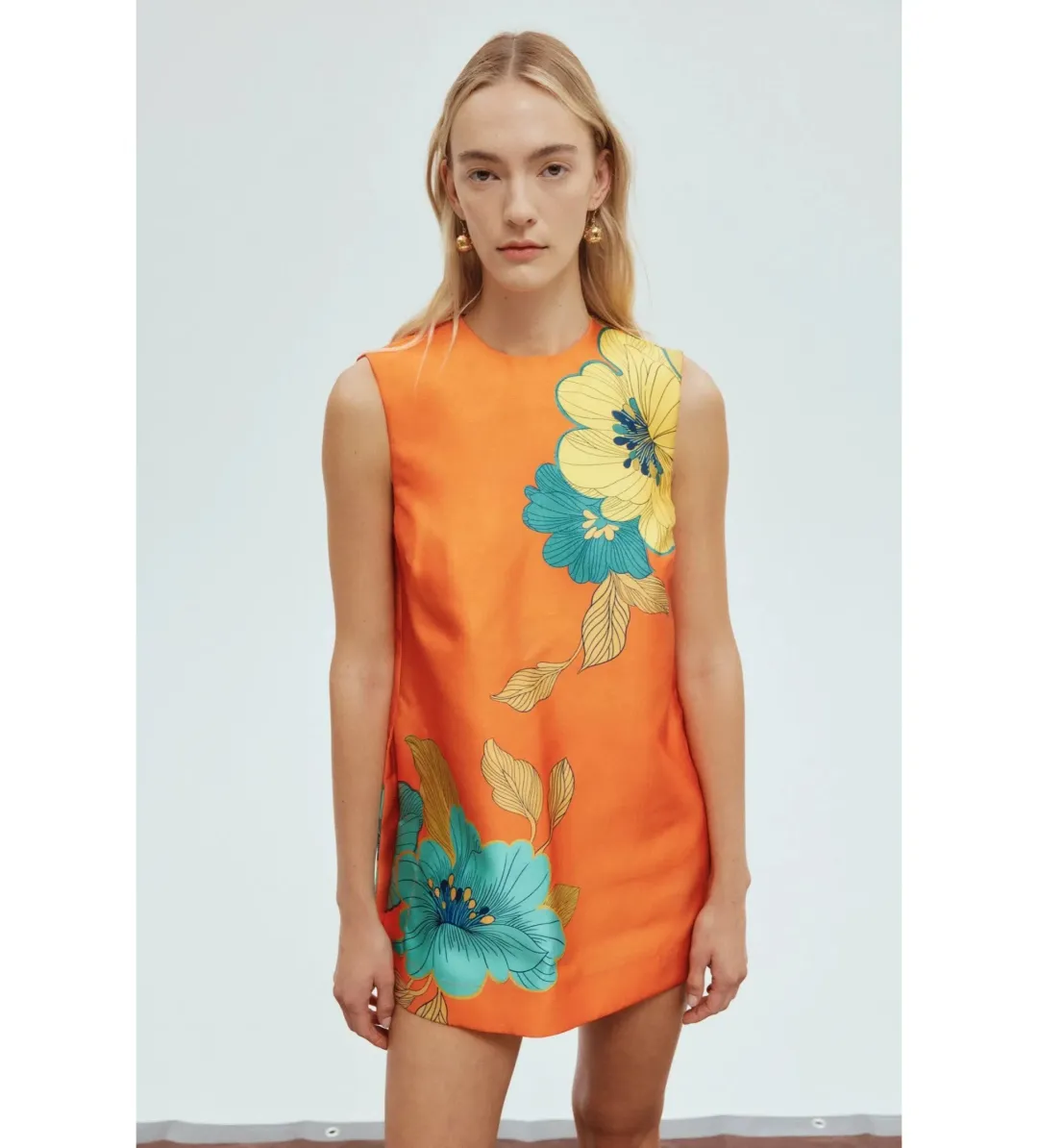 Alemais Piato Mini Dress Orange Floral Size AU 10 for rent on The Volte - main image