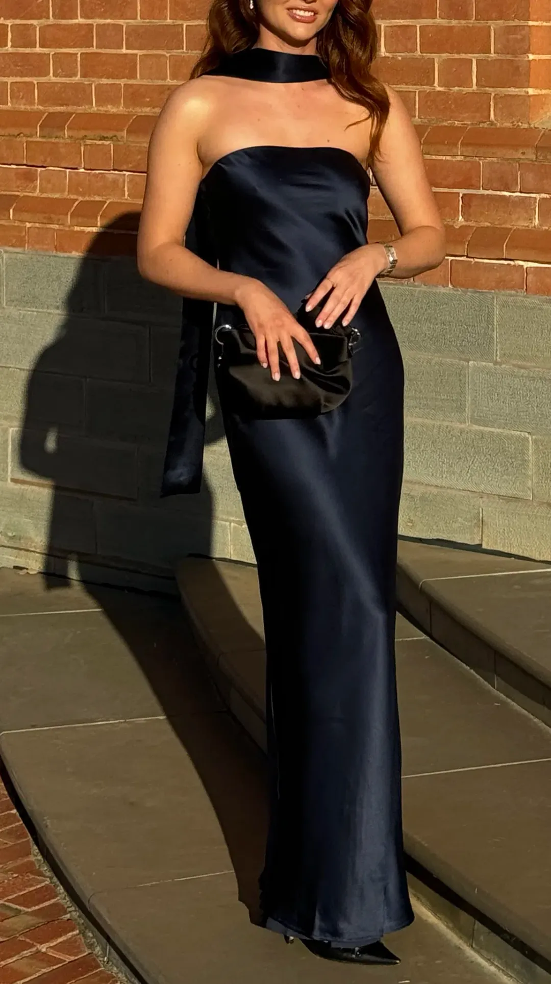 Reformation Oren Dress Maxi Navy Size AU 8 for rent on The Volte - main image