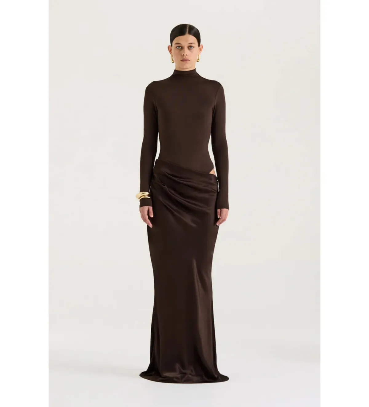 Henne Soraia Long Sleeve Maxi Dress Chocolate Size 6 - Image 2