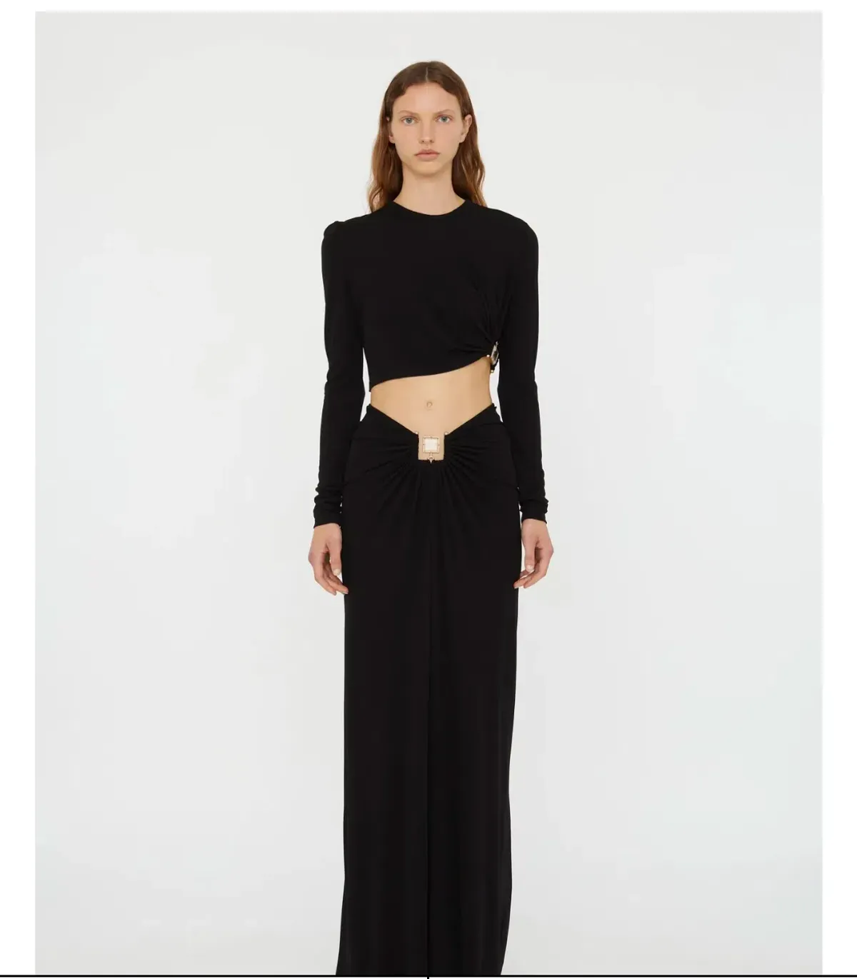 Christopher Esber Bezel Quartz Ruched Long Sleeve Top Black Size 12 - Image 1