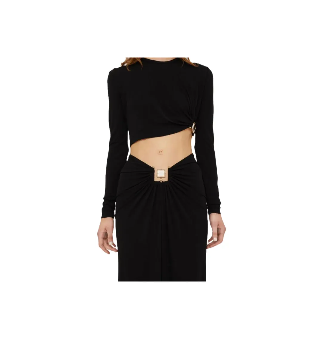 Christopher Esber Bezel Quartz Ruched Skirt Black Size 8 for rent on The Volte - main image