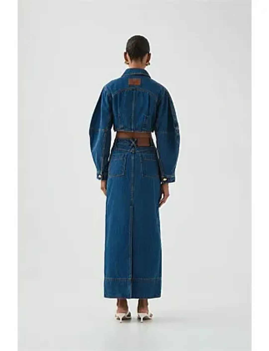 Aje Phoenix Midi Skirt Denim for rent on The Volte - main image