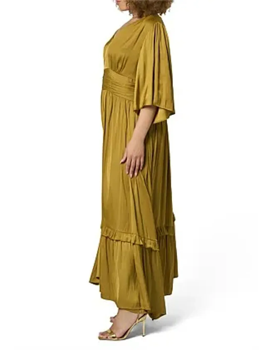 Curve Project Pink Dusk - Work It Maxi Dress Antique Gold Size 16 for rent on The Volte - main image