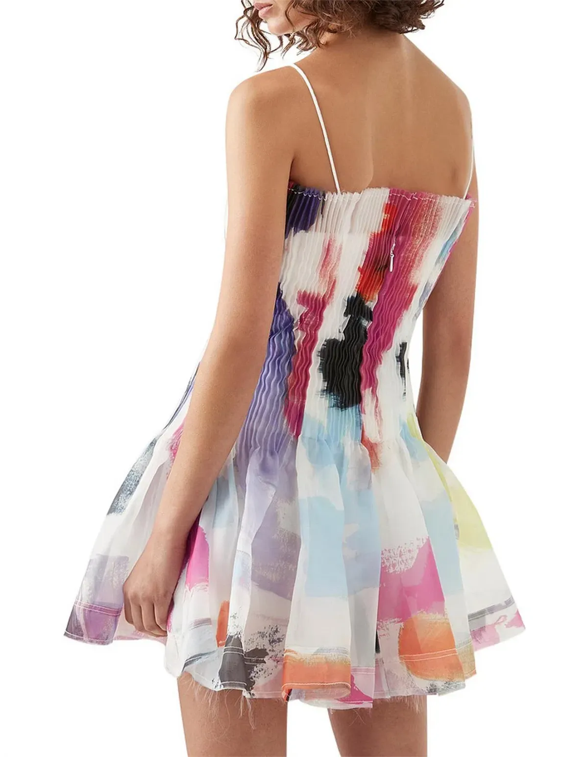 Aje Celestial Pleated Mini Dress Multi Size 8 - Image 4