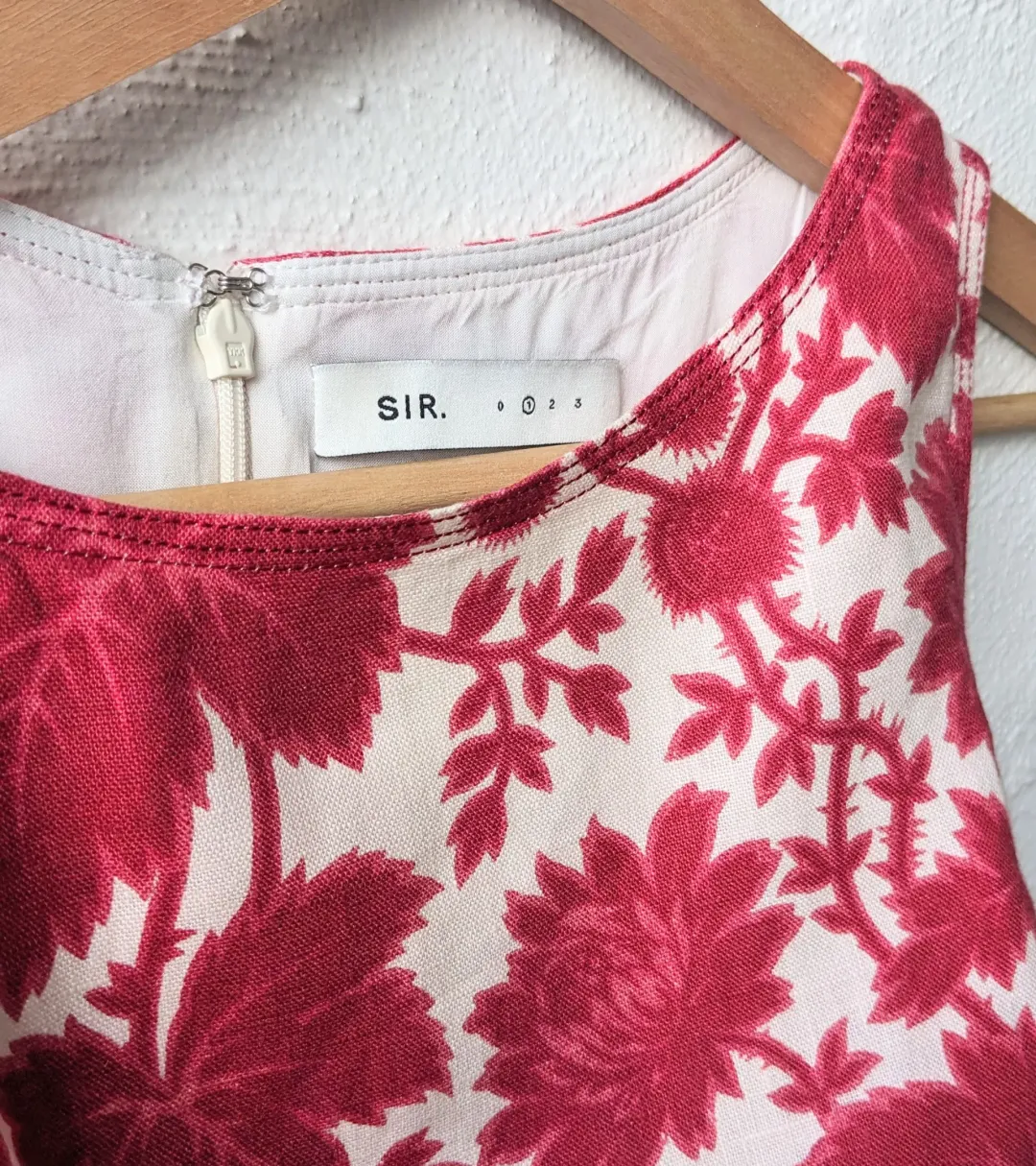 Sir The Label Cinta Linen Cut Out Midi Dress Red Floral Size 1/AU 8 for rent on The Volte - main image