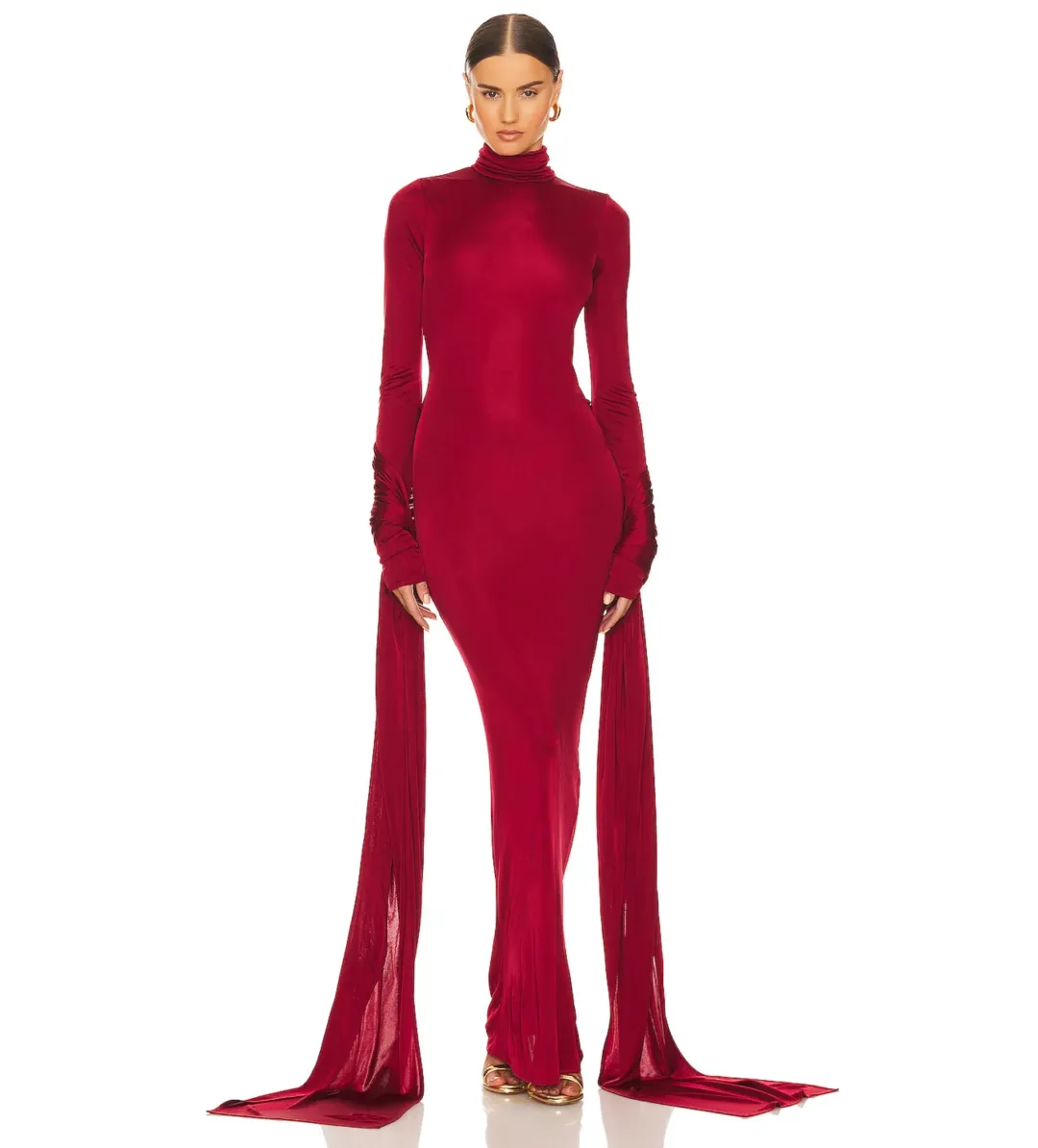 Helsa Slinky Jersey Sarong Maxi Dress in Red Size XS / AU 6 for rent on The Volte - main image