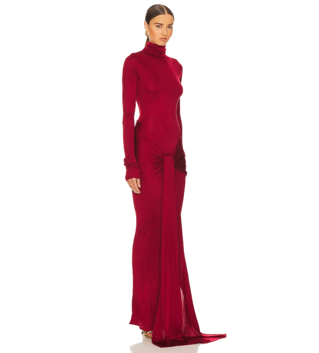 Helsa Slinky Jersey Sarong Maxi Dress in Red Size XS / AU 6 for rent on The Volte - main image