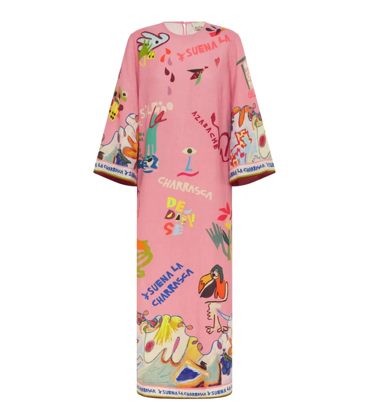 Alemais La Charrasca Midi Dress Pink Print Size AU 12 - Image 4