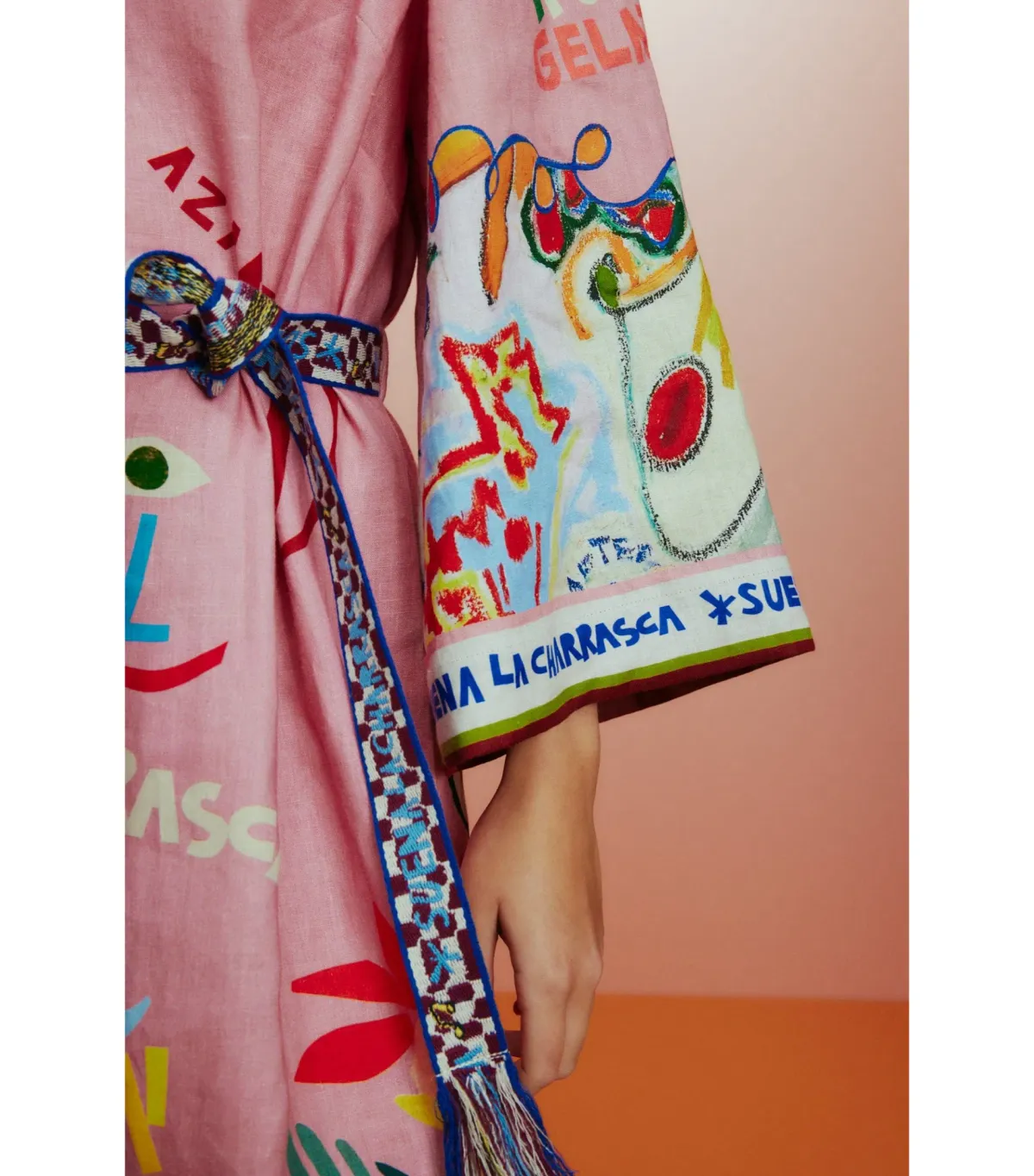 Alemais La Charrasca Midi Dress Pink Print Size AU 12 - Image 2