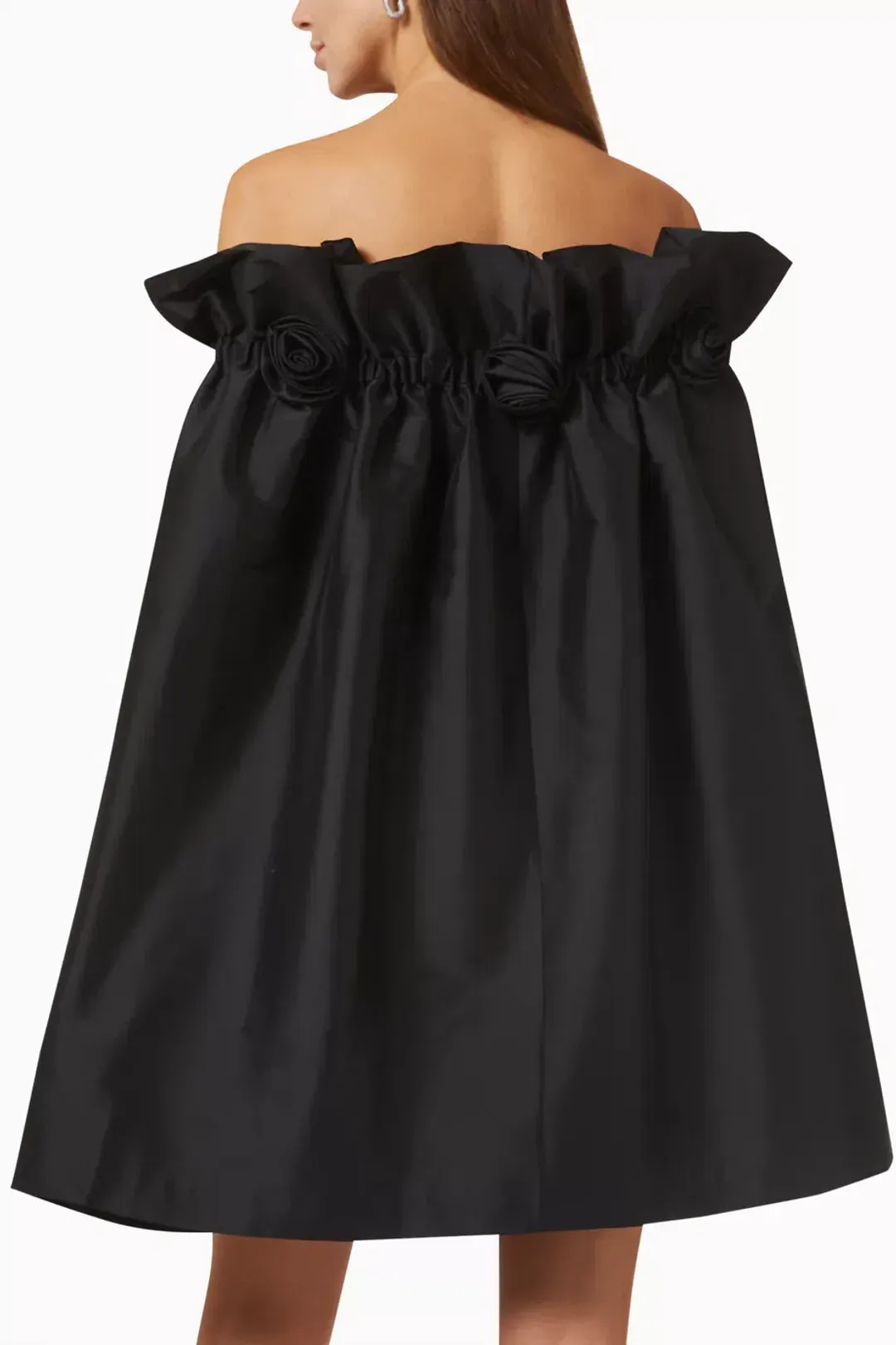 Bernadette Tilly Strapless Appliquéd Taffeta Mini Dress in Black Size 10 for rent on The Volte - main image