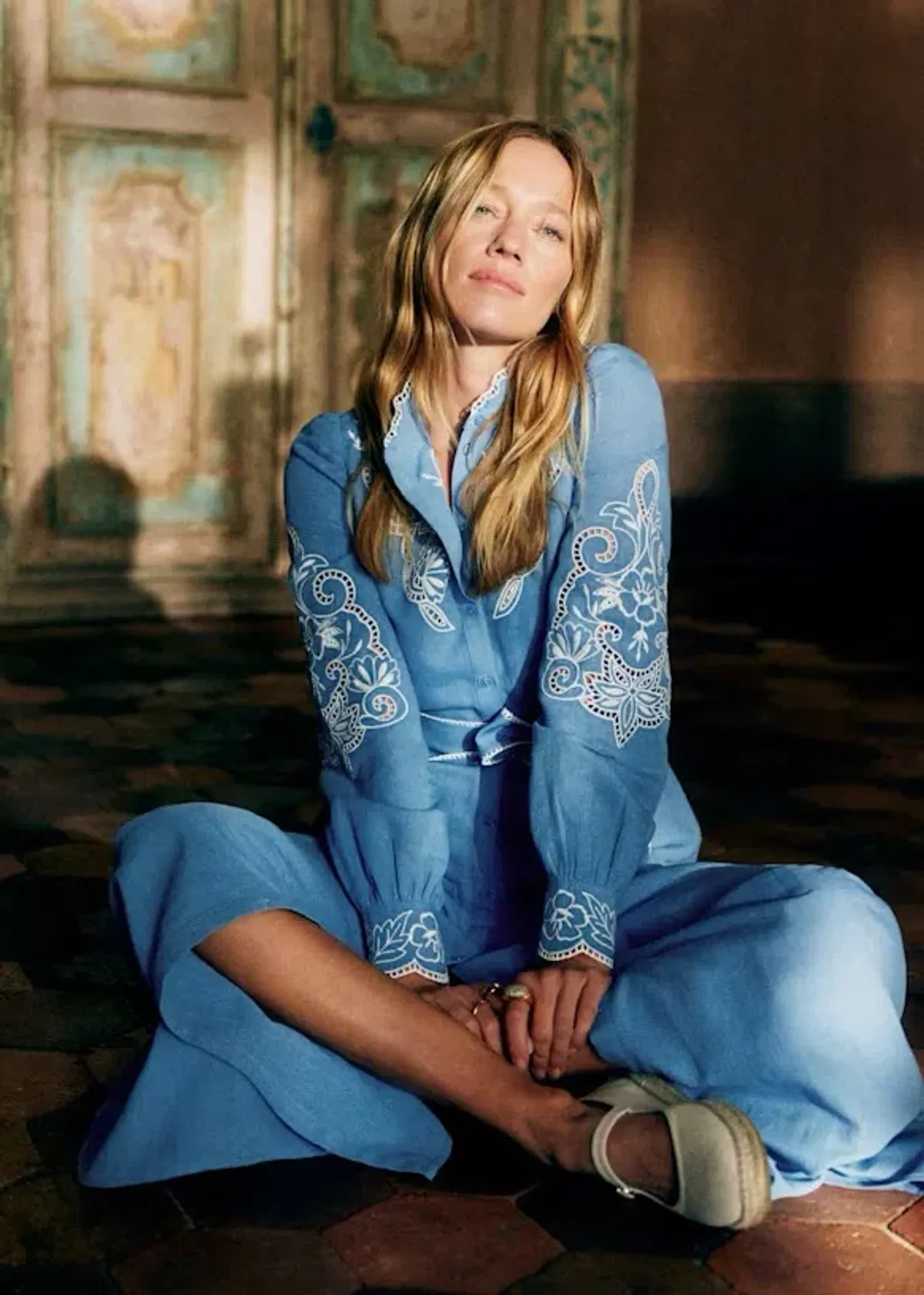 Sezane Magda Maxi Dress in Blue Size 8 - Image 1