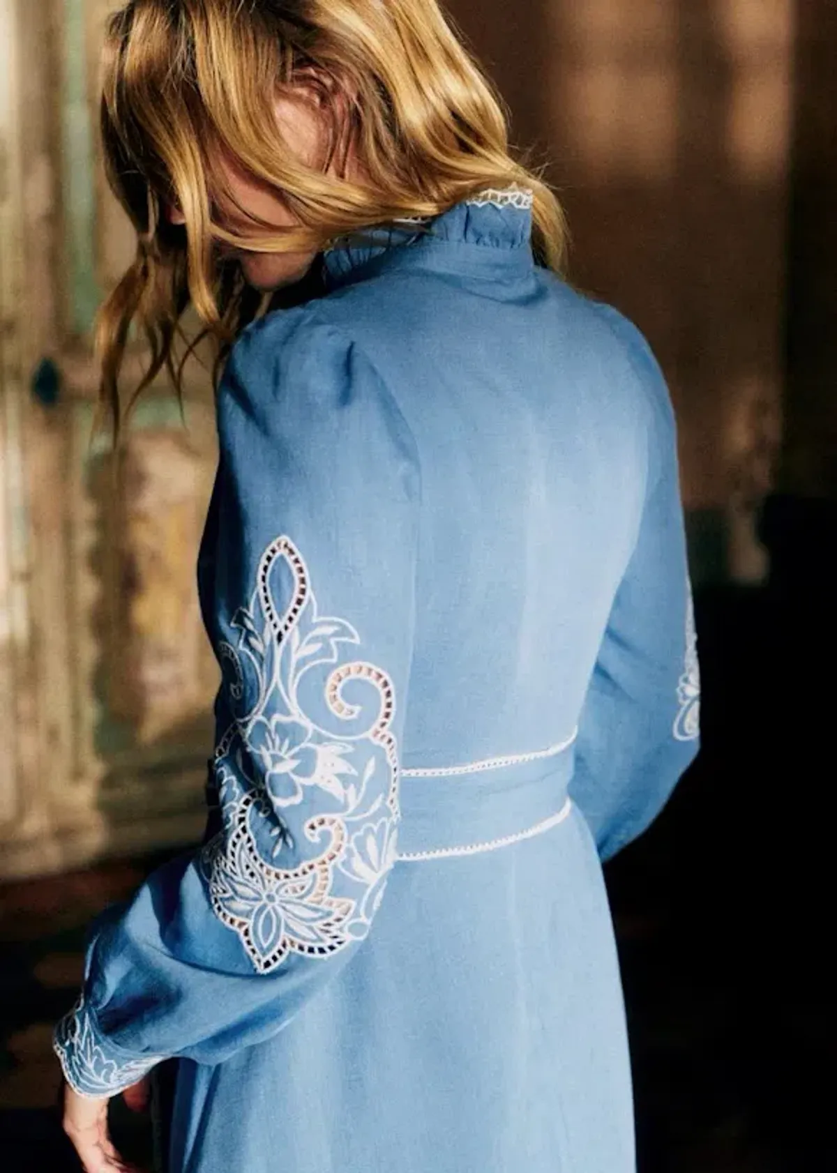 Sezane Magda Maxi Dress in Blue Size 8 - Image 4