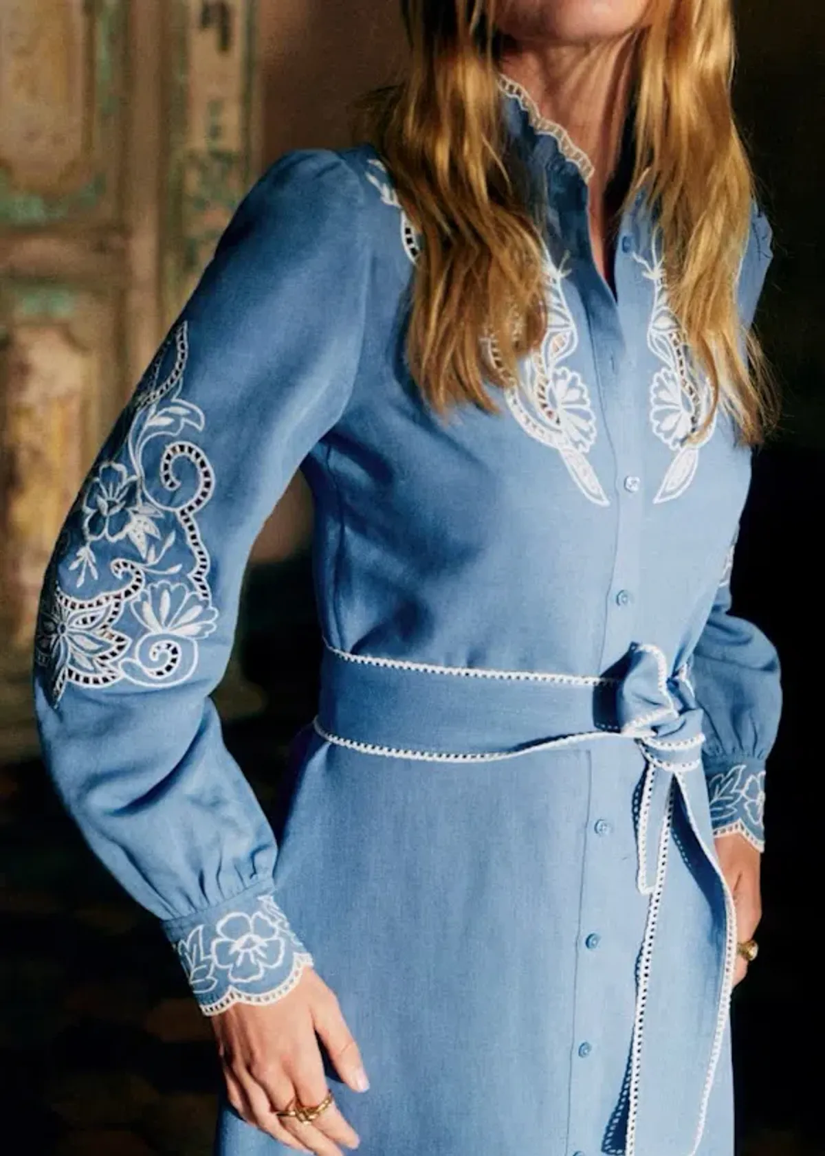 Sezane Magda Maxi Dress in Blue Size 12 - Image 3